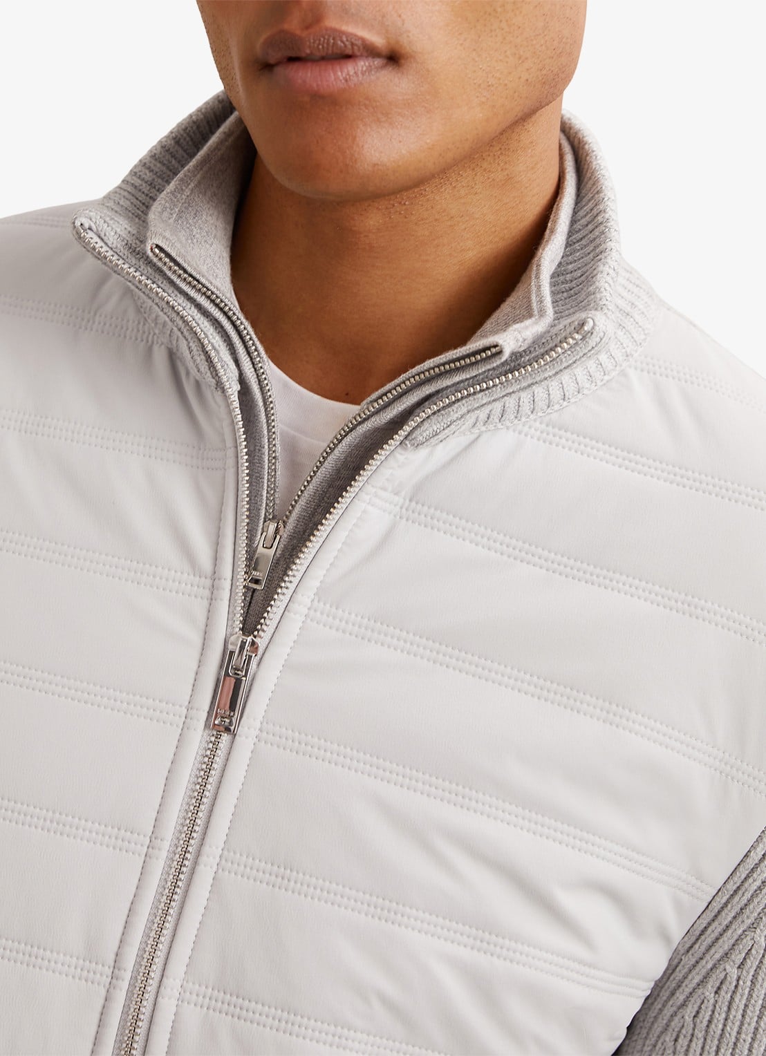 Reiss Townsend jack met quilt patroon - detail 7 soft grey / grijs
