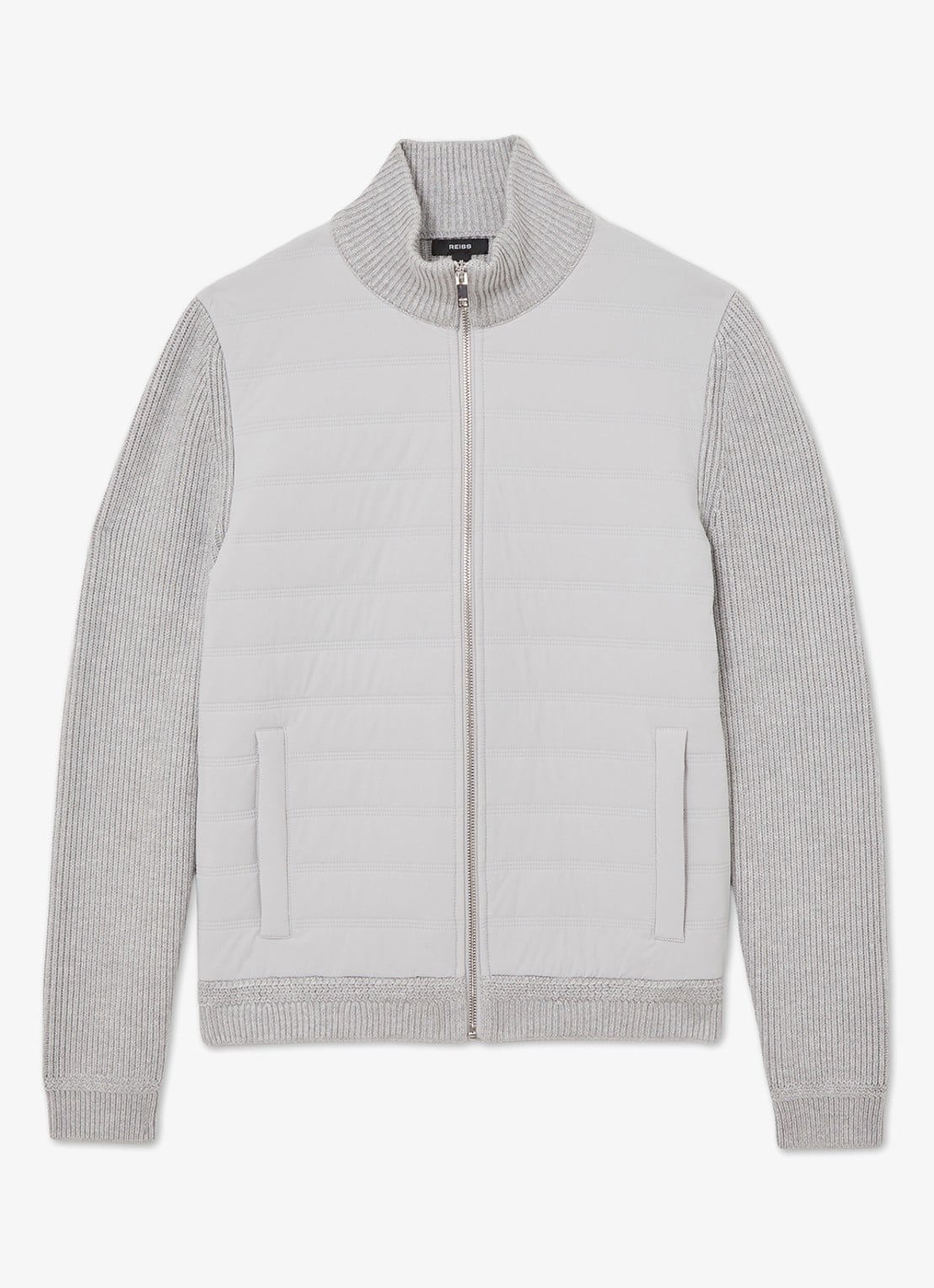 Reiss Townsend jack met quilt patroon - voorkant 2 soft grey / grijs