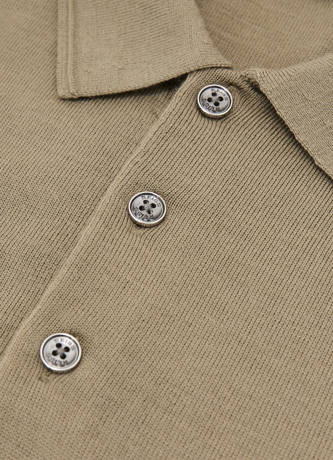 Reiss TRAFFORD Merino Wool Long-Sleeve Polo Shirt - detail 3 lichtgroen