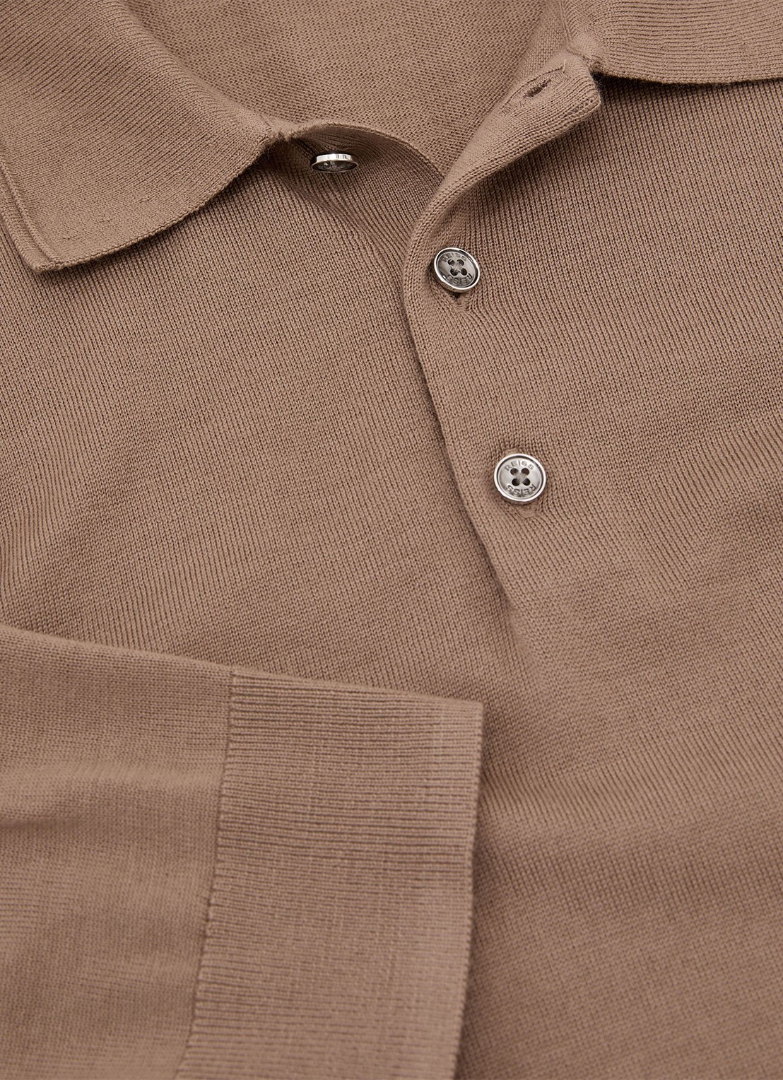 Reiss Trafford regular fit polo van merino wol - detail 4 camel