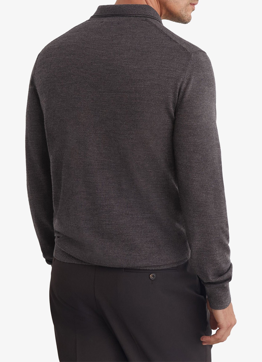 Reiss Trafford regular fit polo van merino wol - achterkant 6 bruin