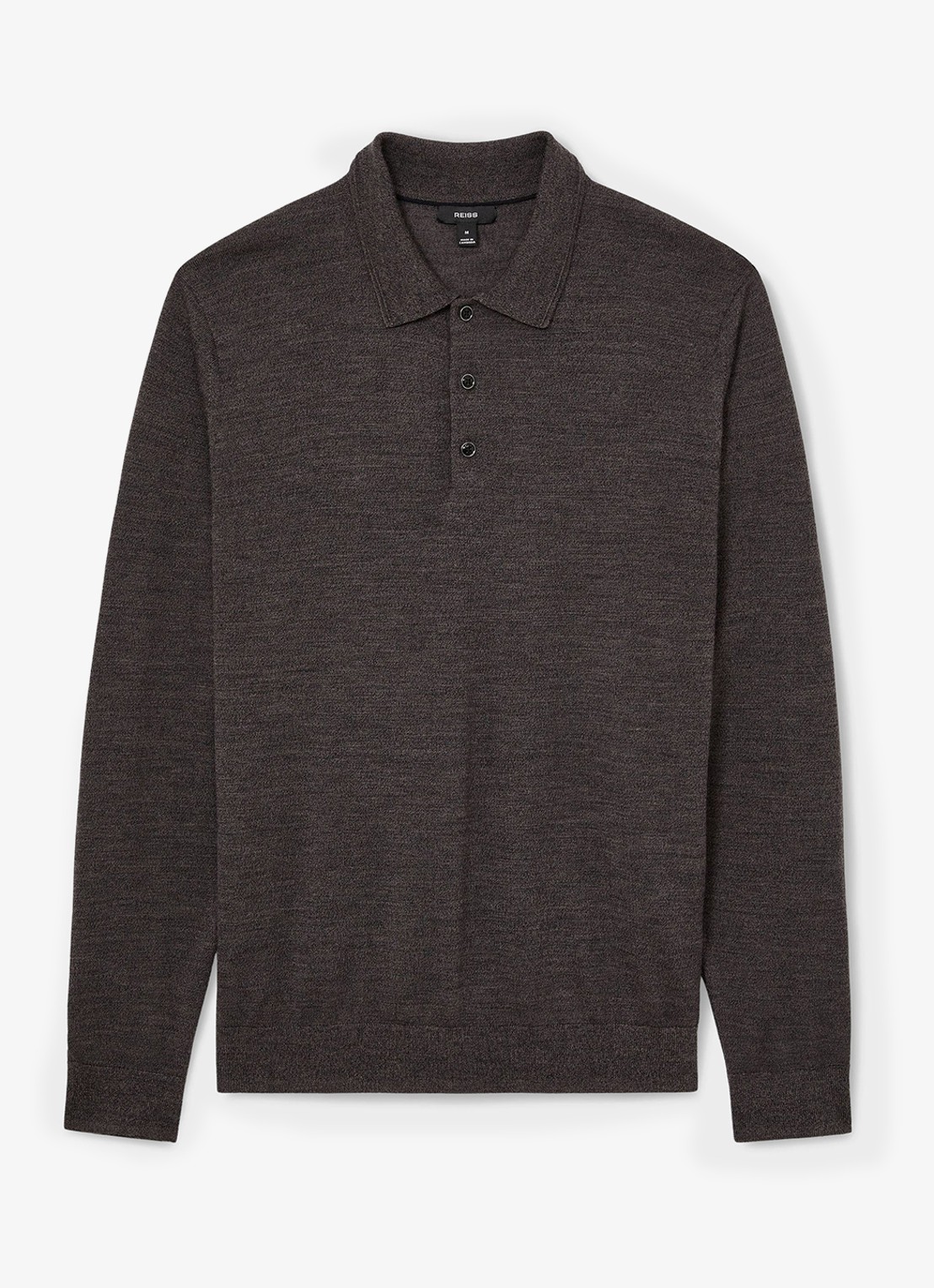 Reiss Trafford regular fit polo van merino wol - voorkant bruin