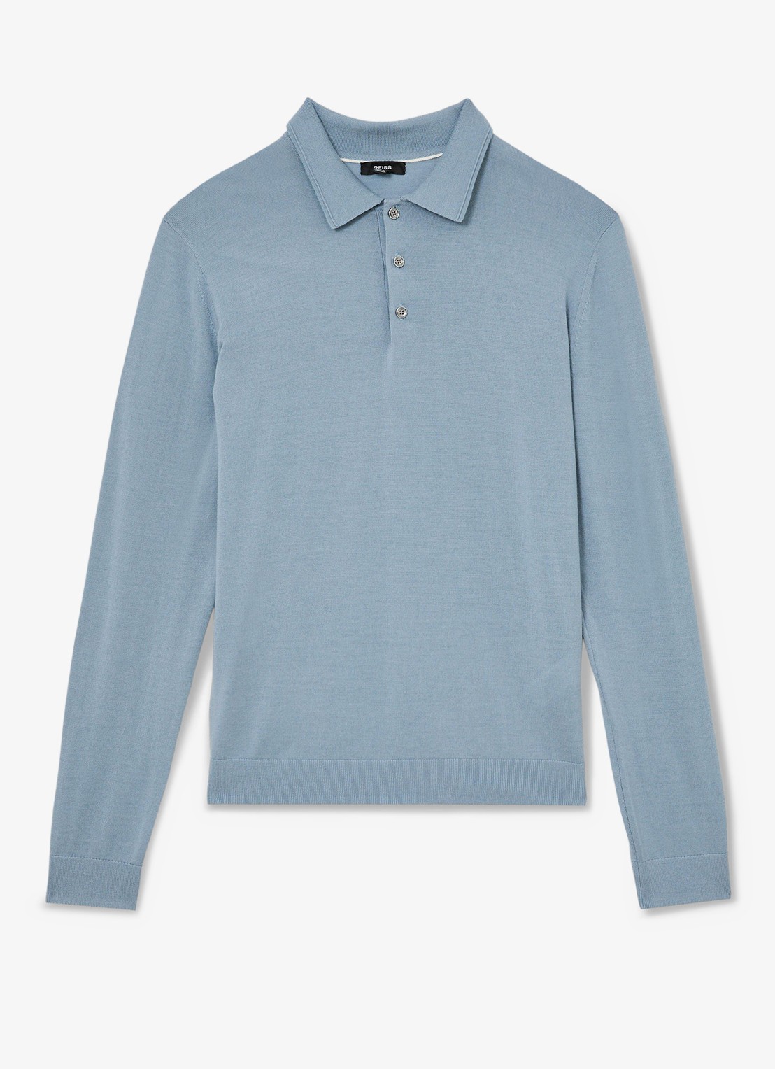 Reiss Trafford regular fit polo van merino wol - voorkant 5 lichtblauw