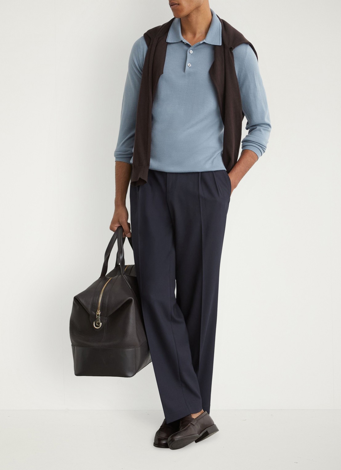 Reiss Trafford regular fit polo van merino wol - voorkant 6 lichtblauw
