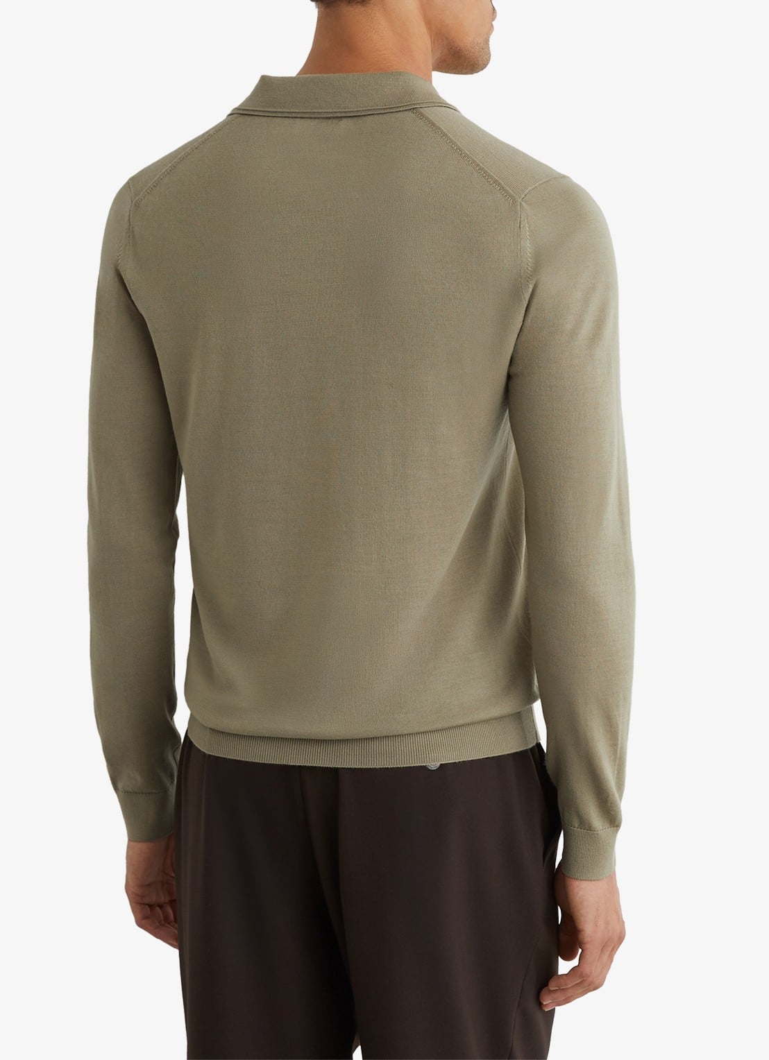 Reiss Trafford regular fit polo van merino wol - achterkant 4 lichtgroen