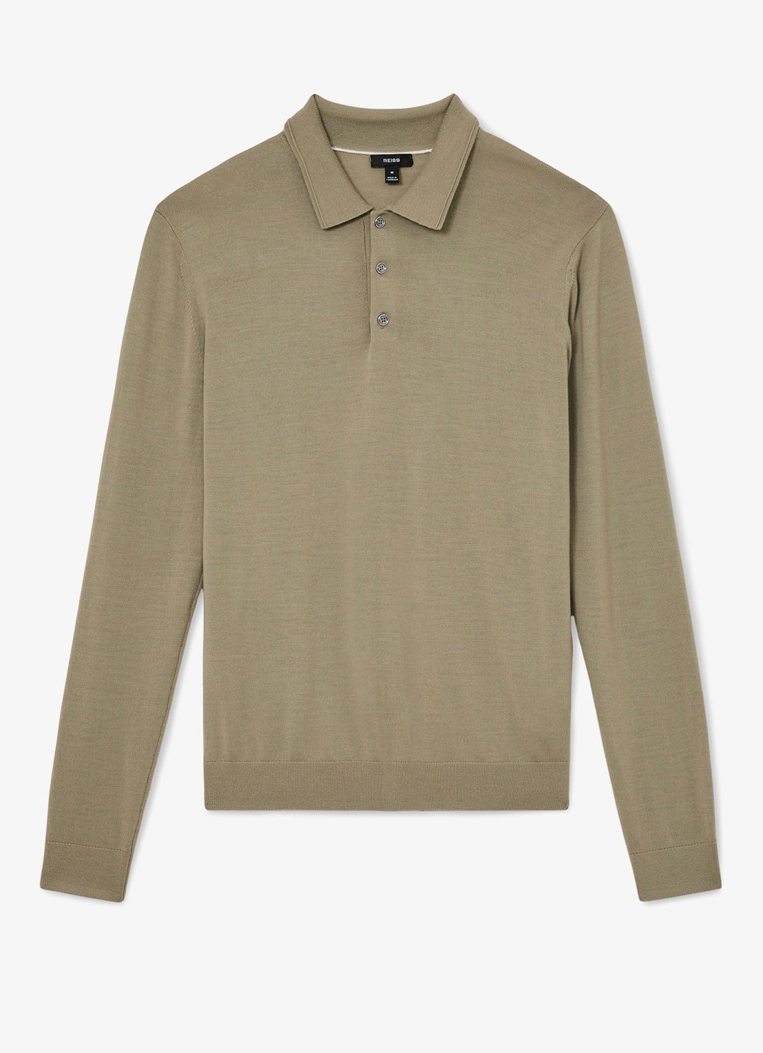 Reiss Trafford regular fit polo van merino wol - voorkant 5 lichtgroen