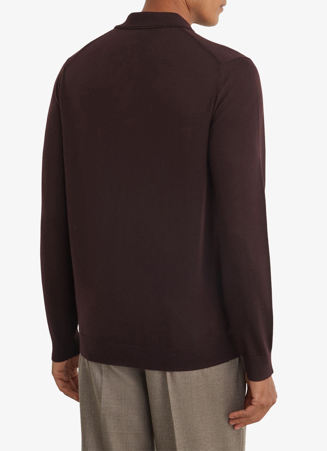 Reiss Trafford regular fit polo van merino wol - achterkant 6 bordeauxrood