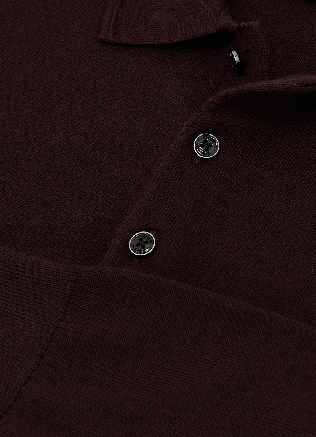Reiss Trafford regular fit polo van merino wol - detail 5 bordeauxrood