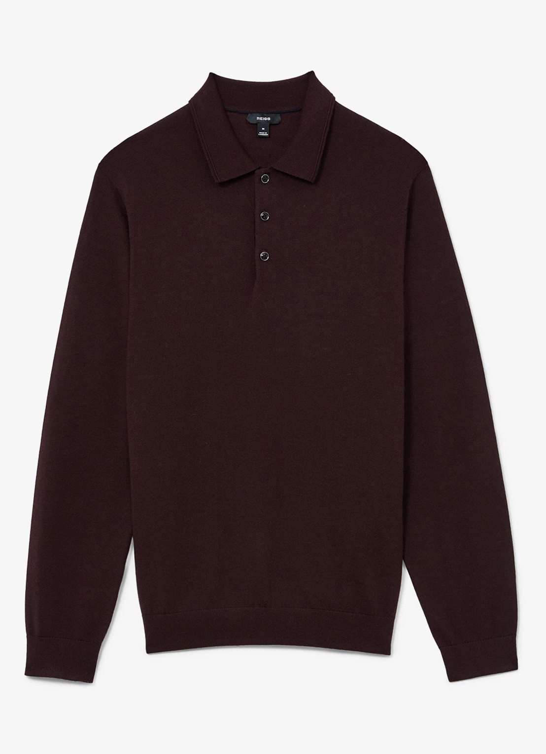 Reiss Trafford regular fit polo van merino wol - voorkant bordeauxrood