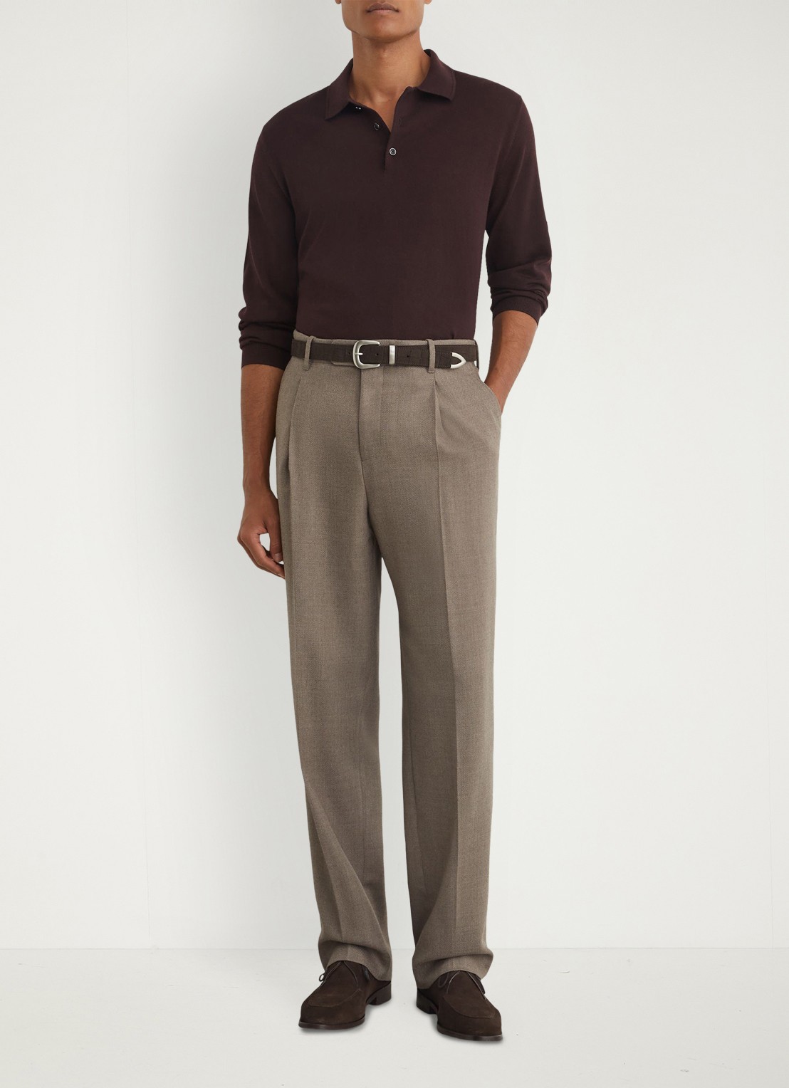 Reiss Trafford regular fit polo van merino wol - voorkant 2 bordeauxrood