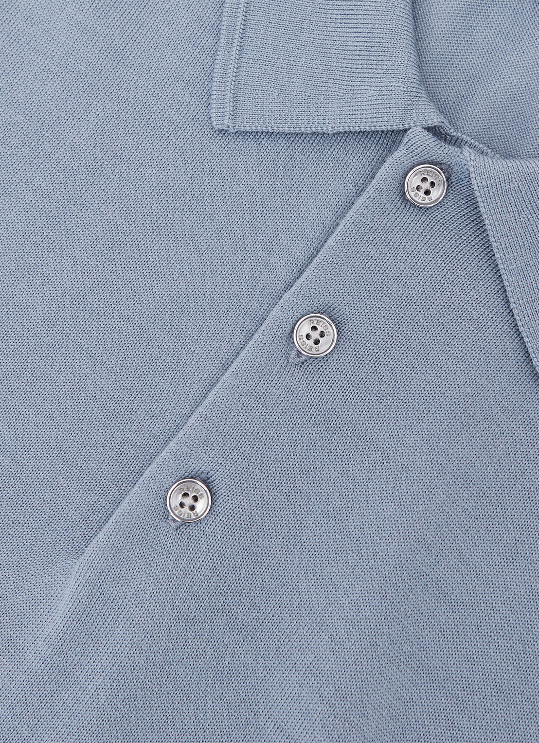 Reiss Trafford sweater van merino wol met polokraag  - detail 6 staalblauw