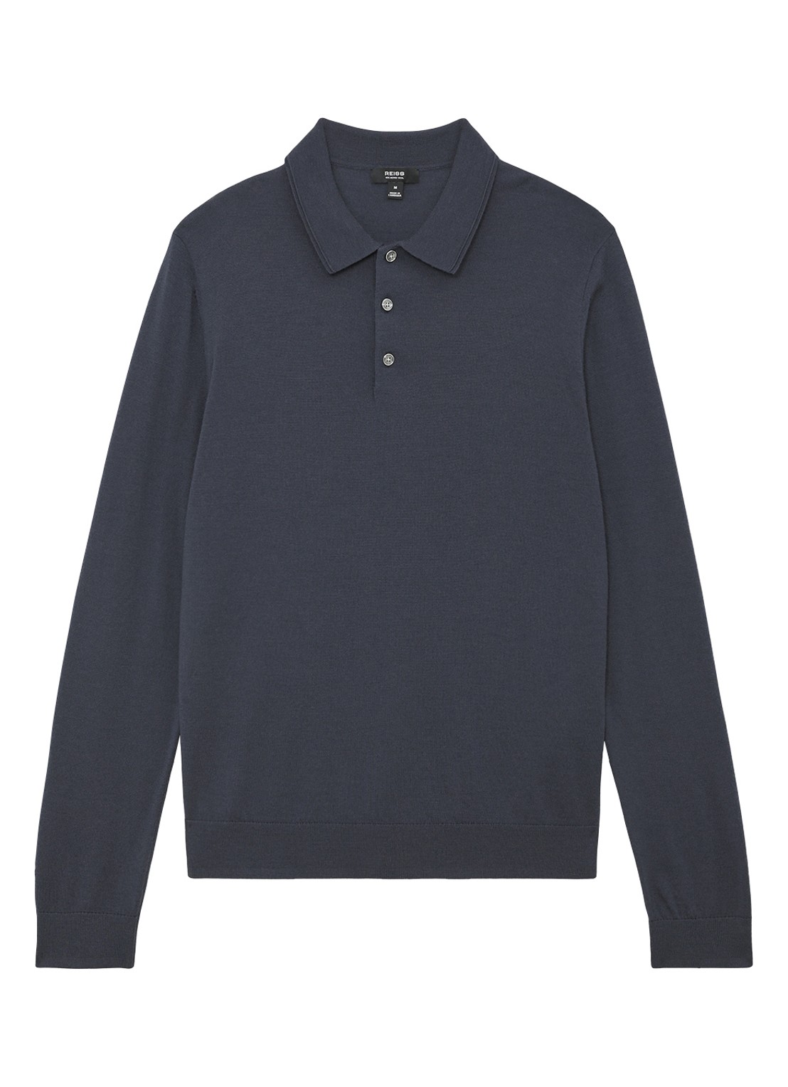 Reiss Trafford sweater van merino wol met polokraag  - voorkant donkerblauw