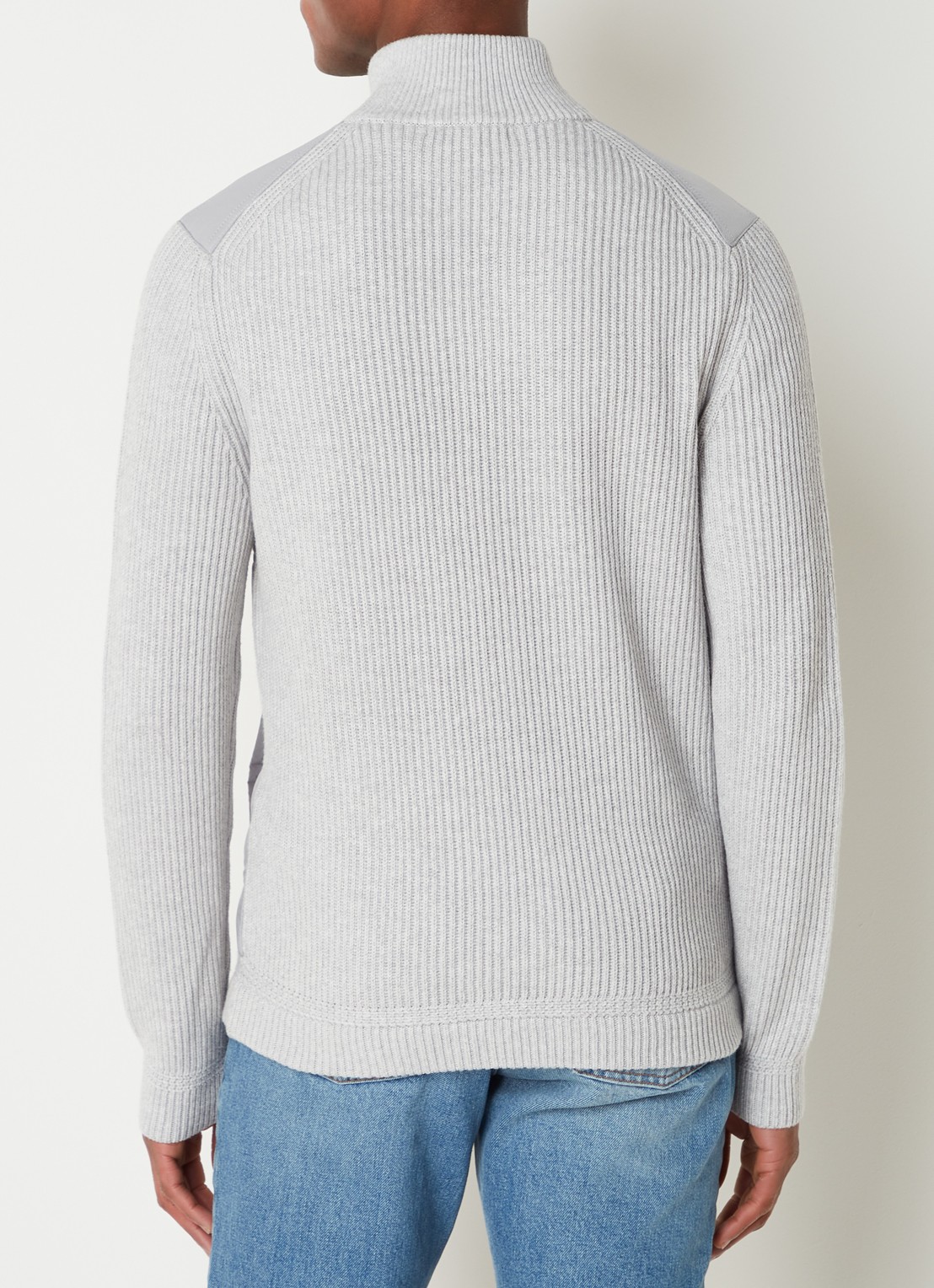 Reiss Trainer ribgebreid vest met gewatteerd voorpand - achterkant 4 lichtgrijs