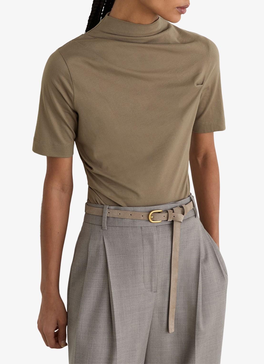 Reiss Tulia top met opstaande kraag - detail 3 beige