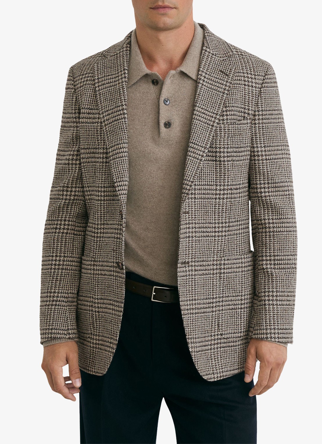 Reiss Tuscan colbert met ruitdessin - detail 4 bruin