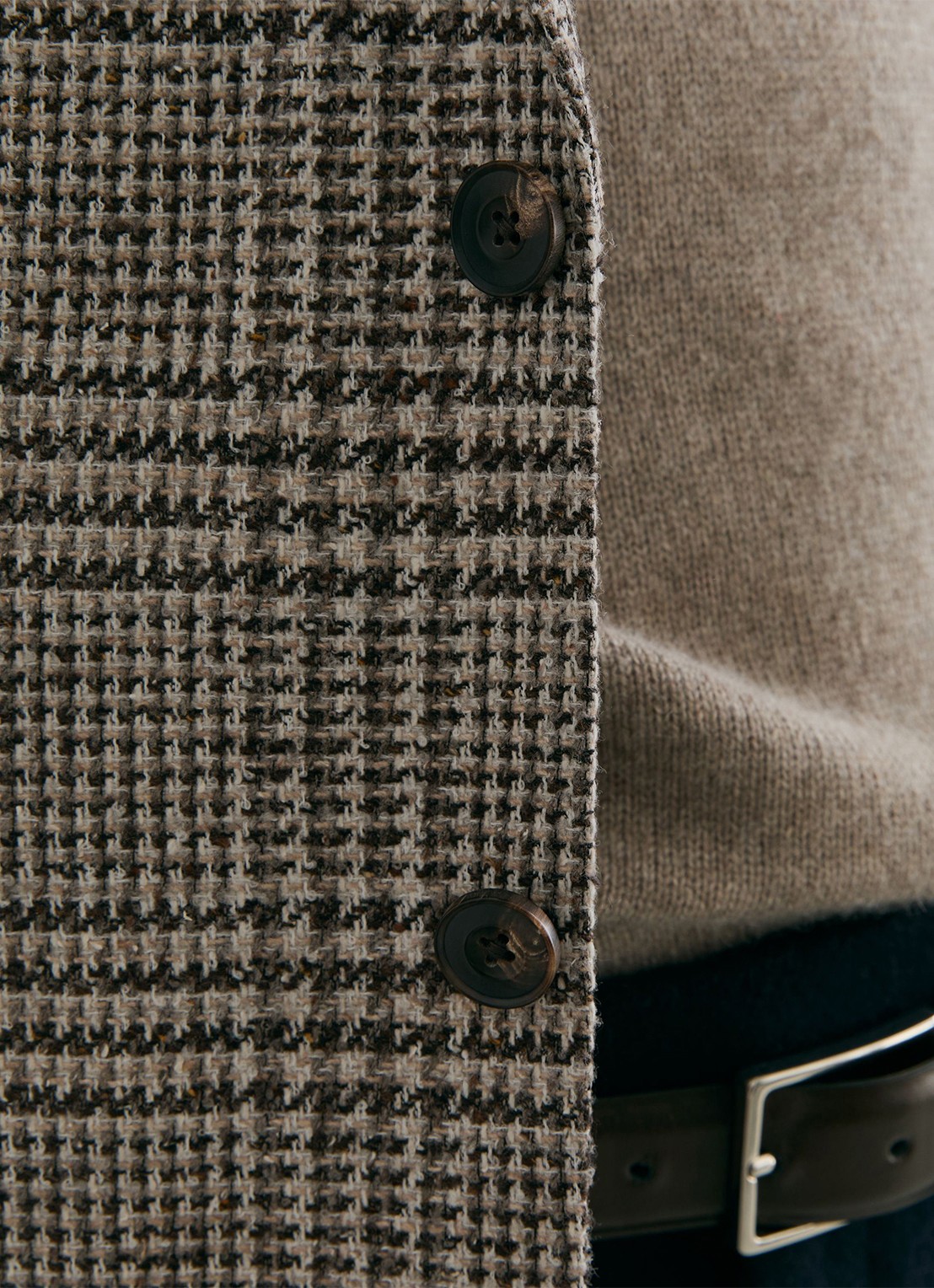 Reiss Tuscan colbert met ruitdessin - detail 5 bruin