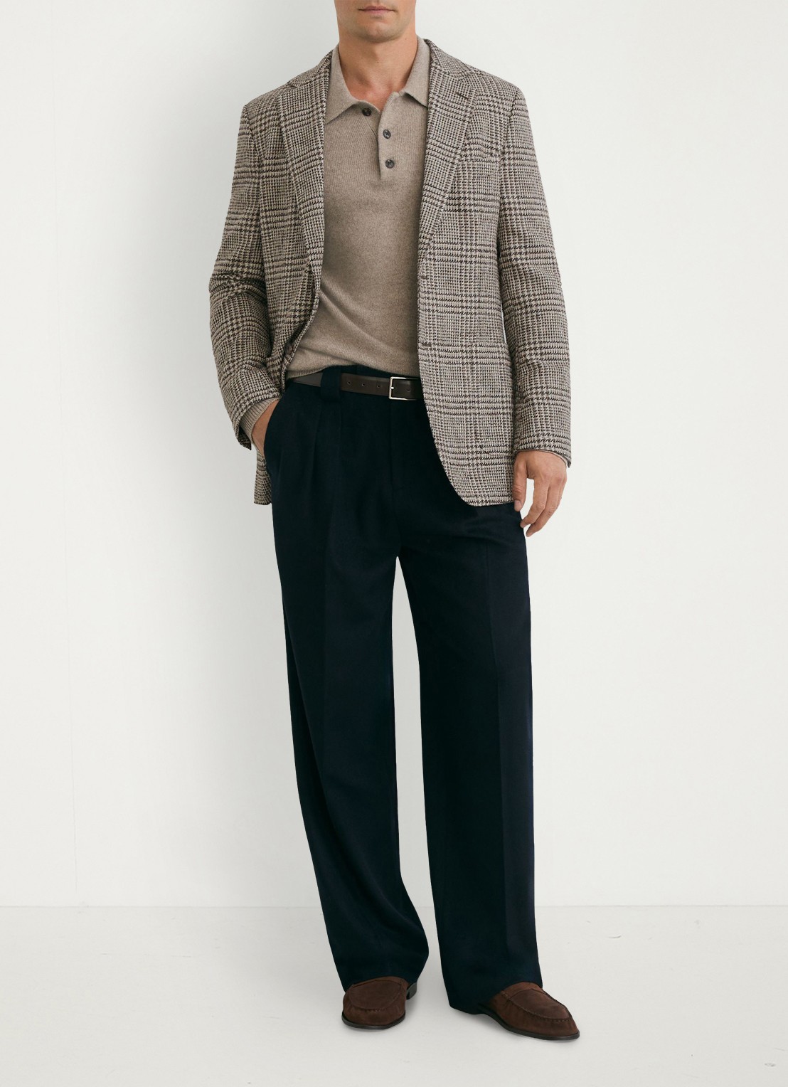 Reiss Tuscan colbert met ruitdessin - voorkant 2 bruin