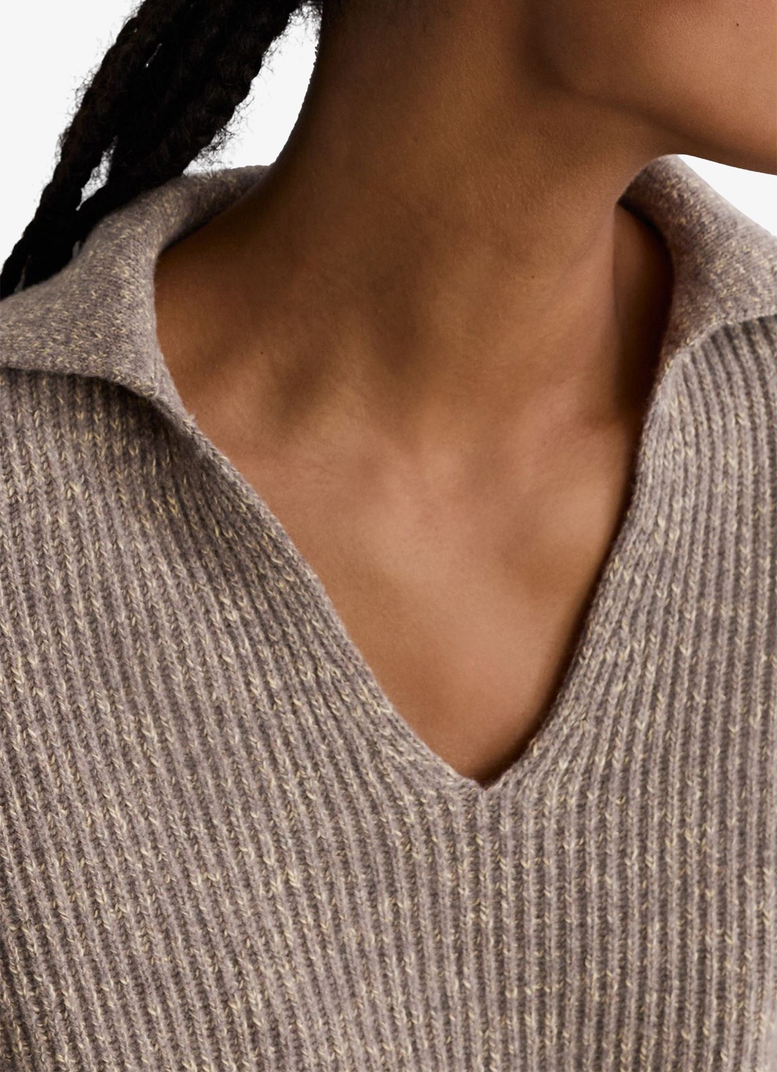 Reiss Twyla ribgebreide trui met ballonmouw - detail 5 beige