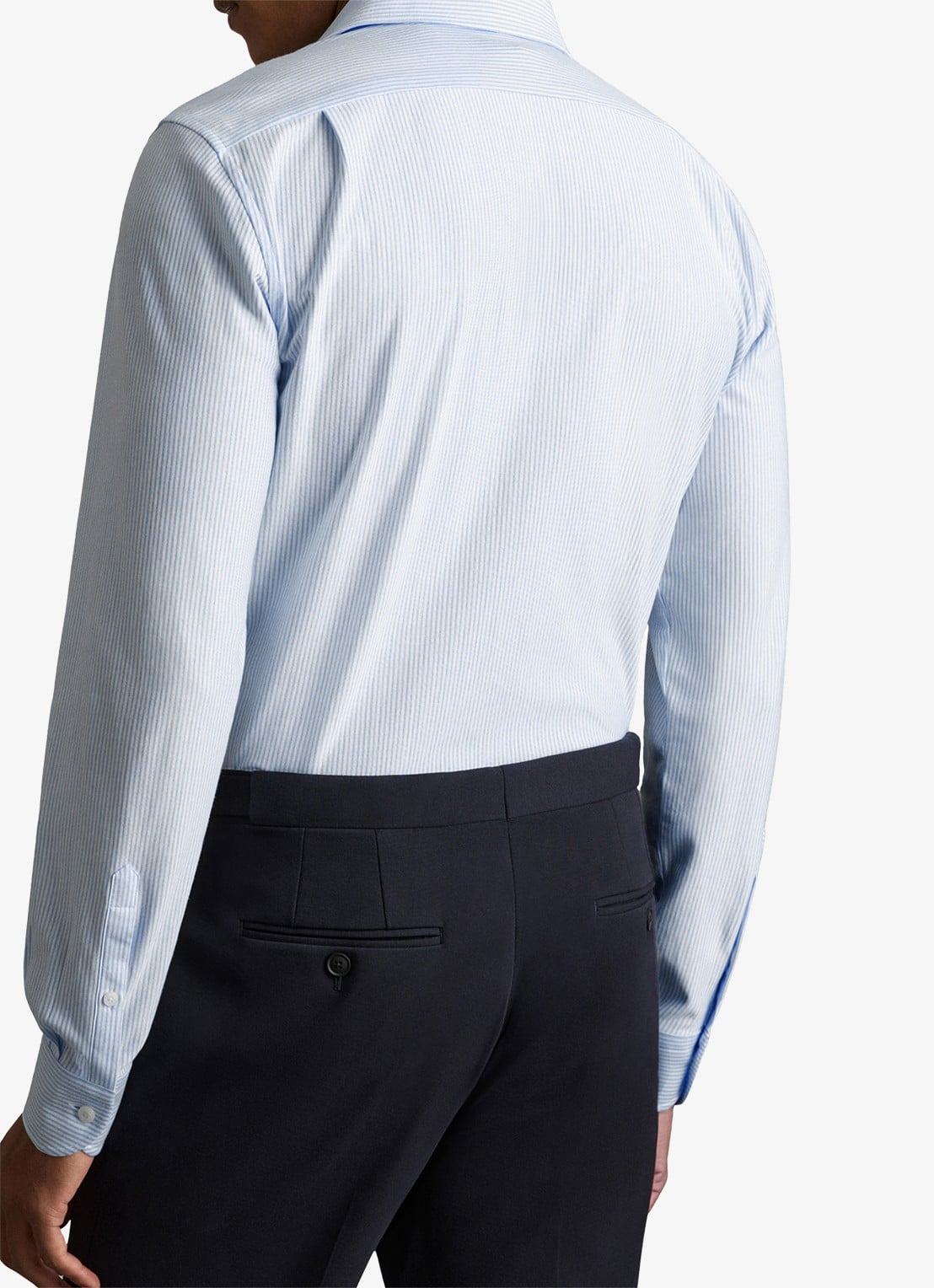 Reiss Valdo regular fit overhemd met streepprint - achterkant lichtblauw