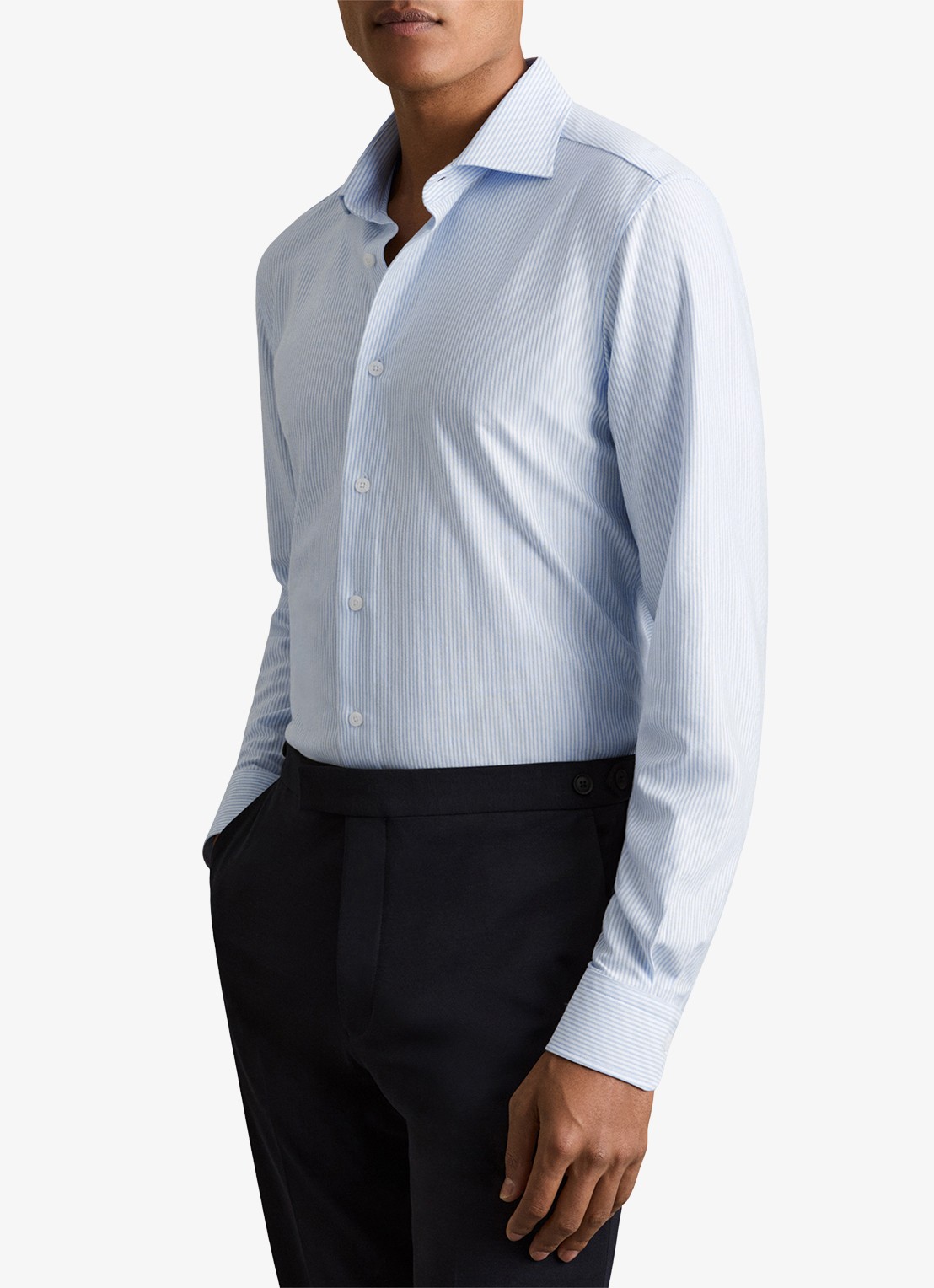 Reiss Valdo regular fit overhemd met streepprint - detail 5 lichtblauw