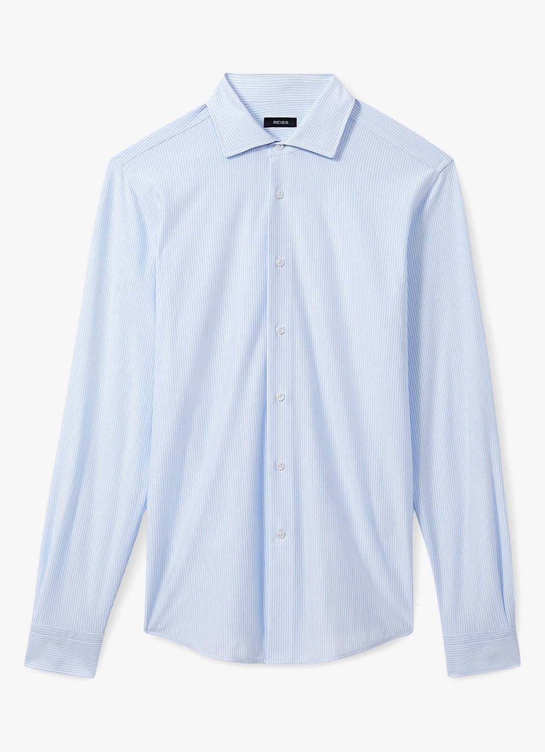 Reiss Valdo regular fit overhemd met streepprint - voorkant 2 lichtblauw