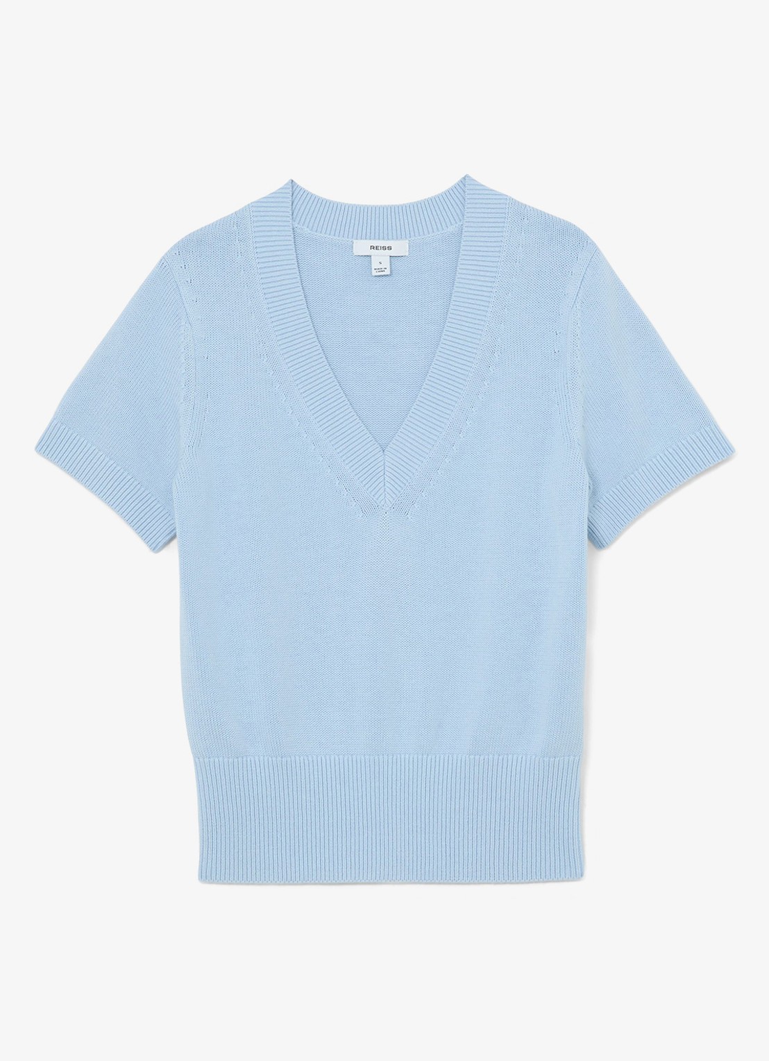 Reiss Valerie fijngebreide trui met V-hals - voorkant 5 blauw