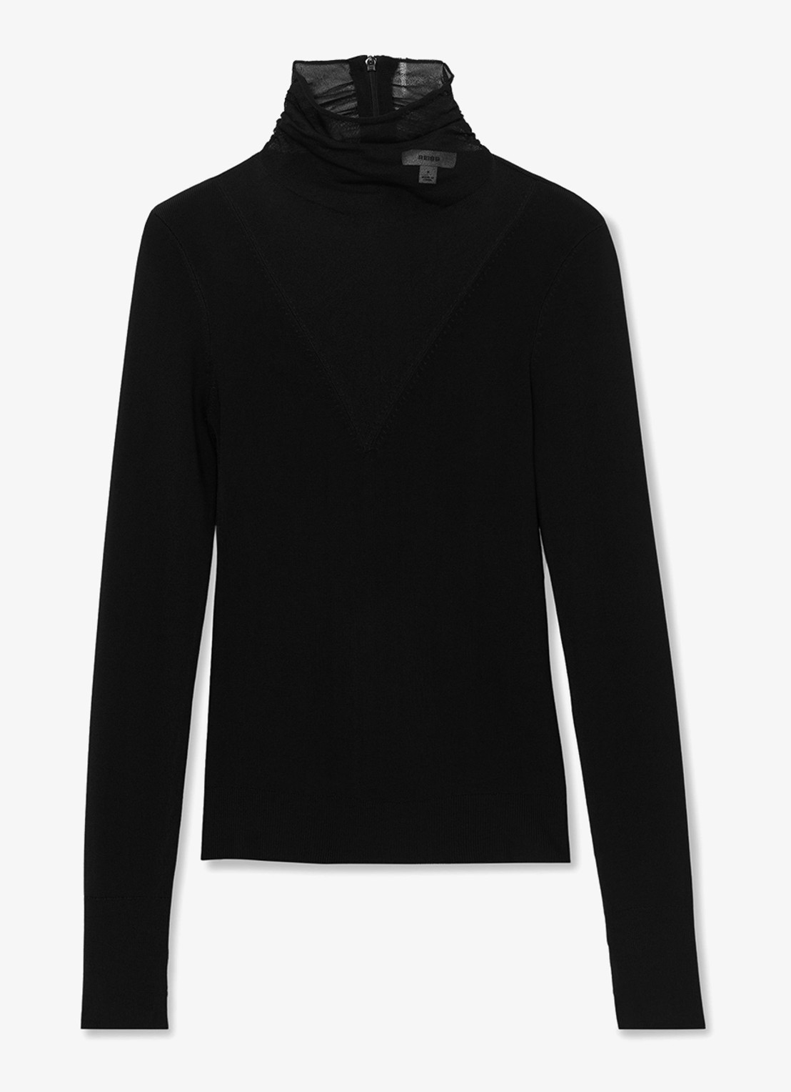 Reiss Vanessa top met details van mesh - voorkant 5 black / zwart