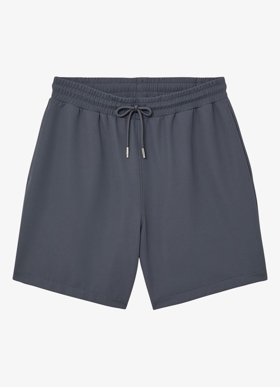 Reiss VAULT high waist wide fit korte broek met structuur - voorkant 5 blauwgrijs