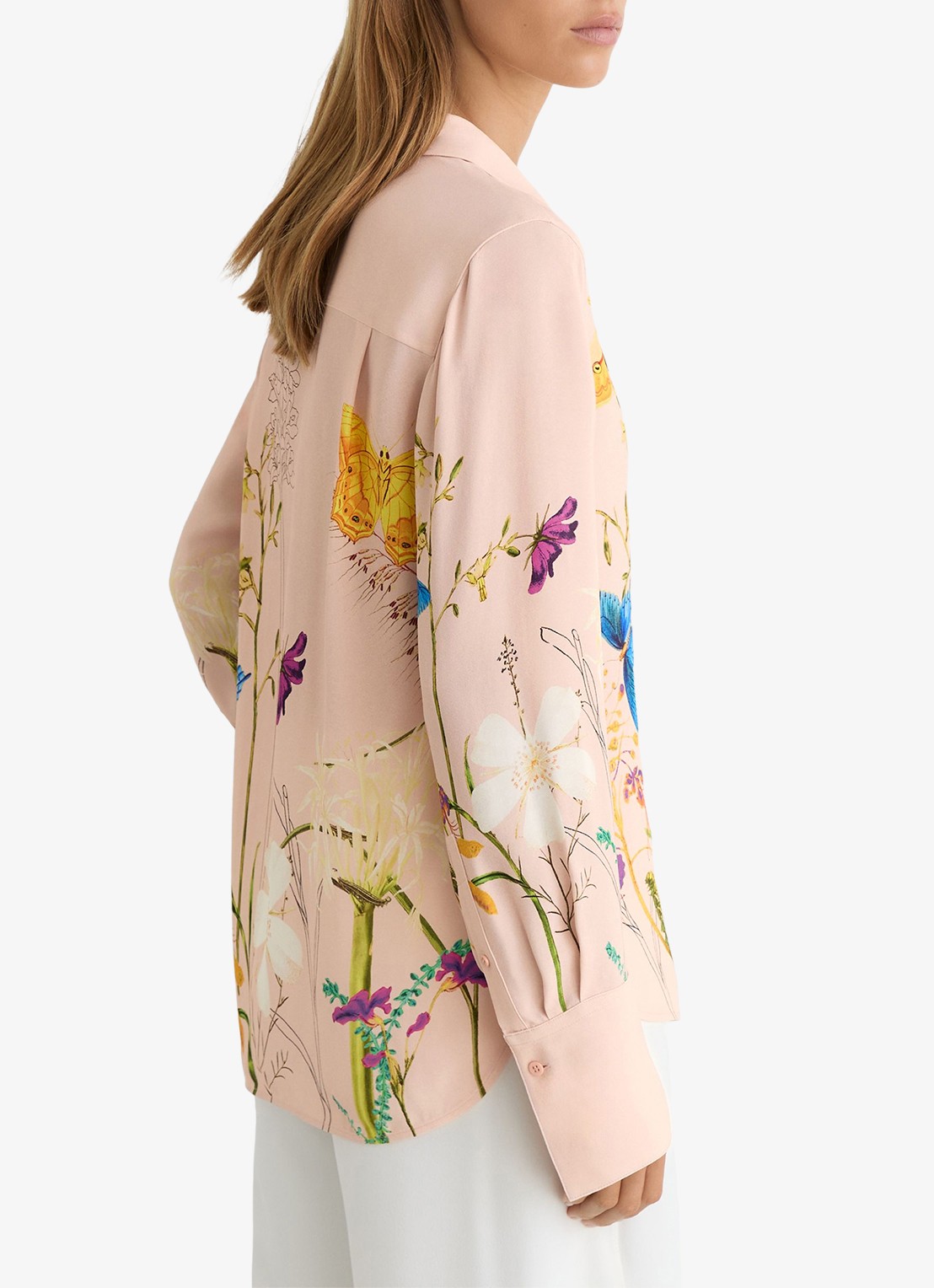 Reiss Veida blouse met bloemborduring - achterkant oudroze