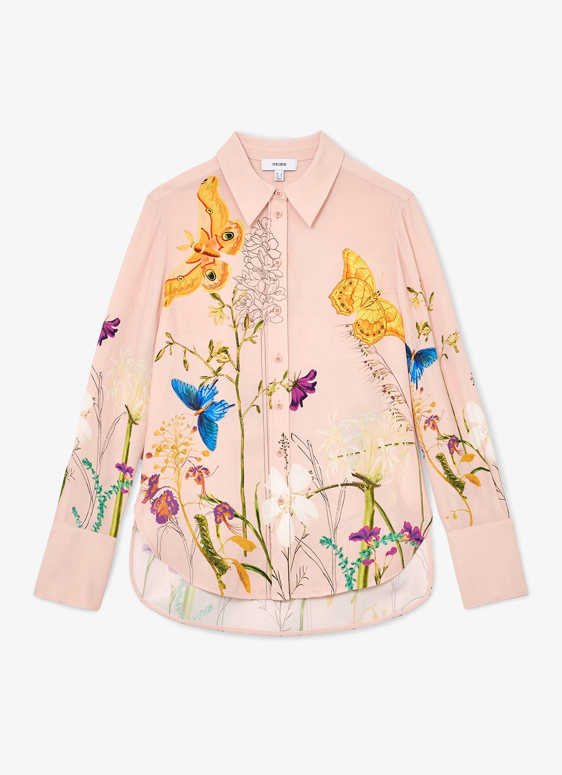 Reiss Veida blouse met bloemborduring - voorkant 6 oudroze