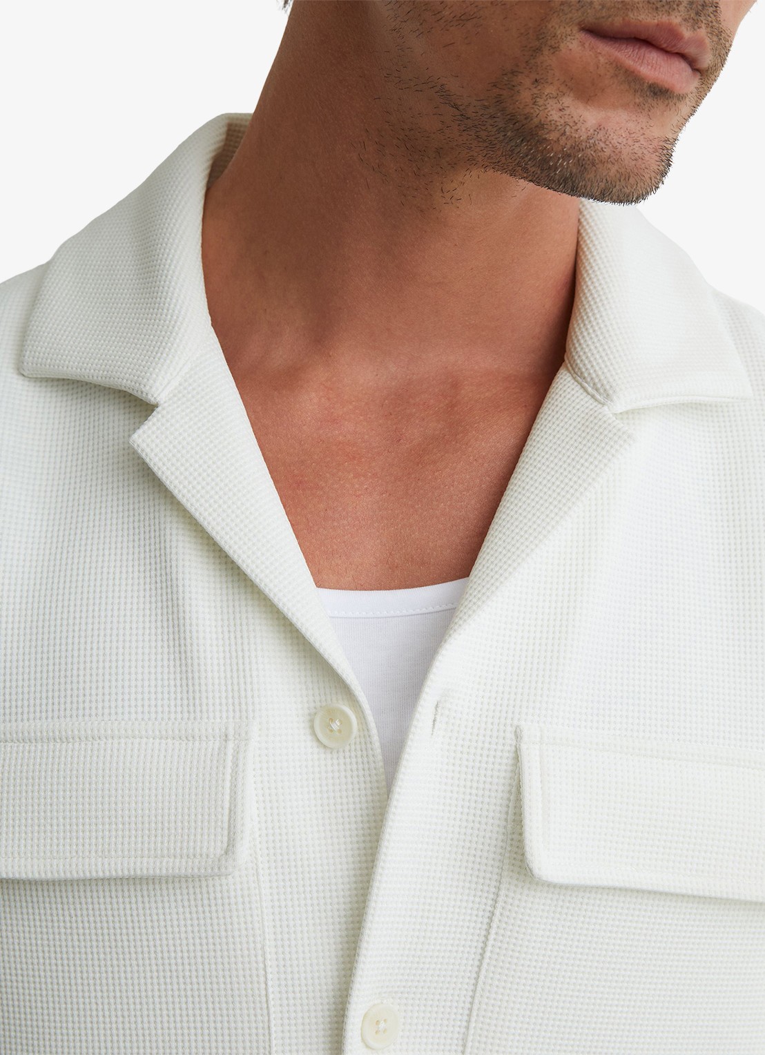 Reiss Vento regular fit overhemd met wafelstructuur - detail 2 wit