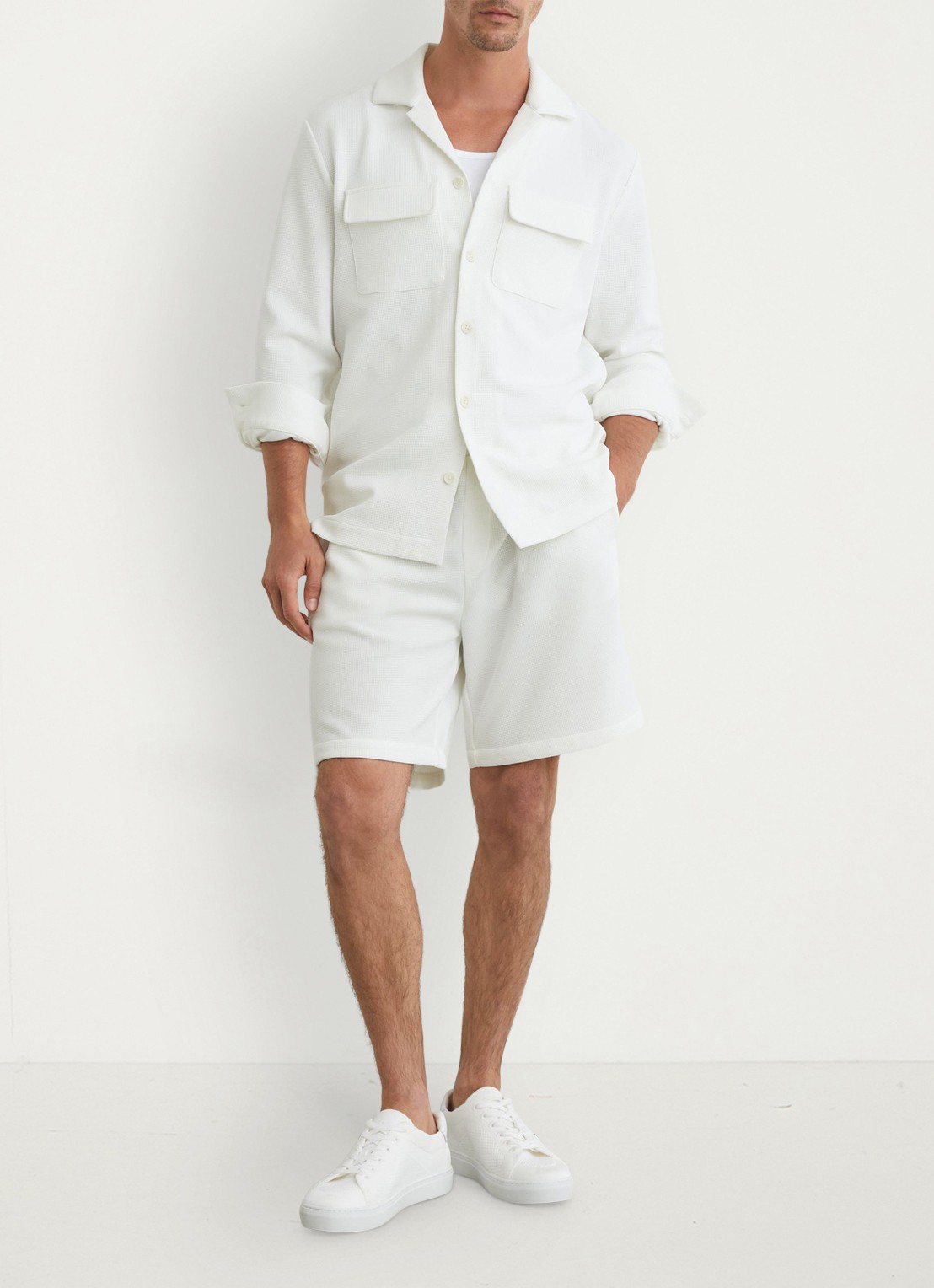 Reiss Vento regular fit overhemd met wafelstructuur - voorkant 6 wit