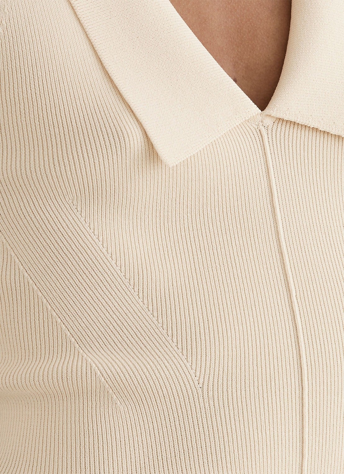 Reiss Vera fijngebreide top met kraag - detail 5 ivory / beige