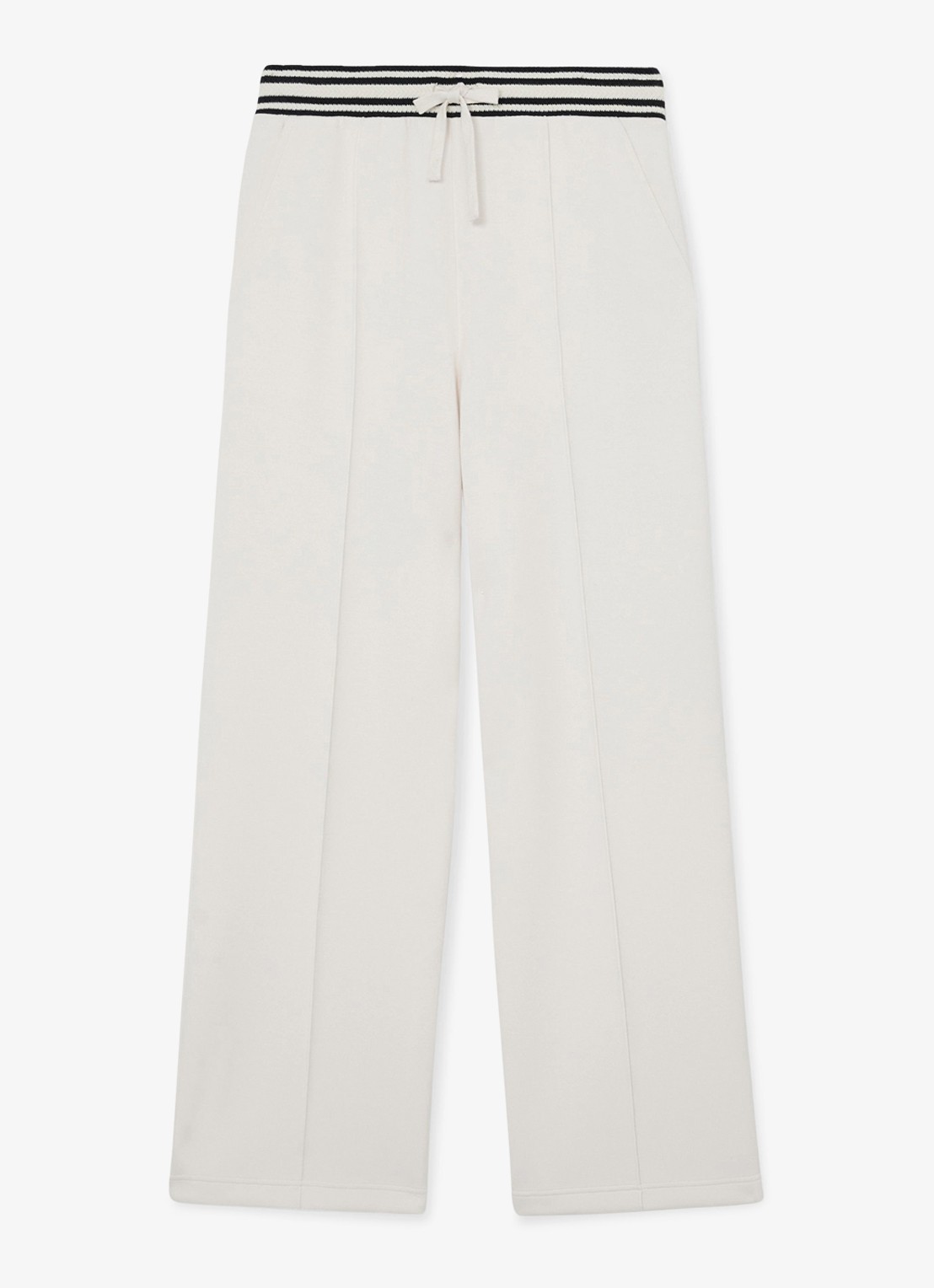 Reiss Verity mid waist loose fit pantalon met gestreept detail - voorkant wit