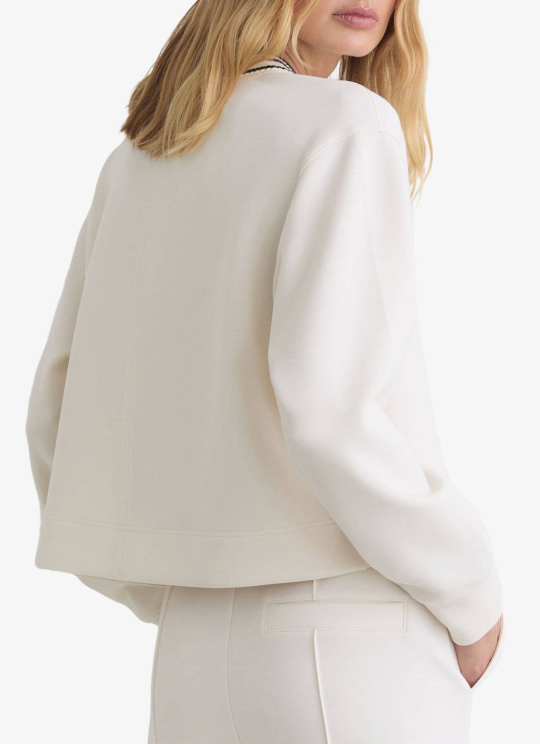 Reiss Verity sweater met gestreept detail - achterkant wit