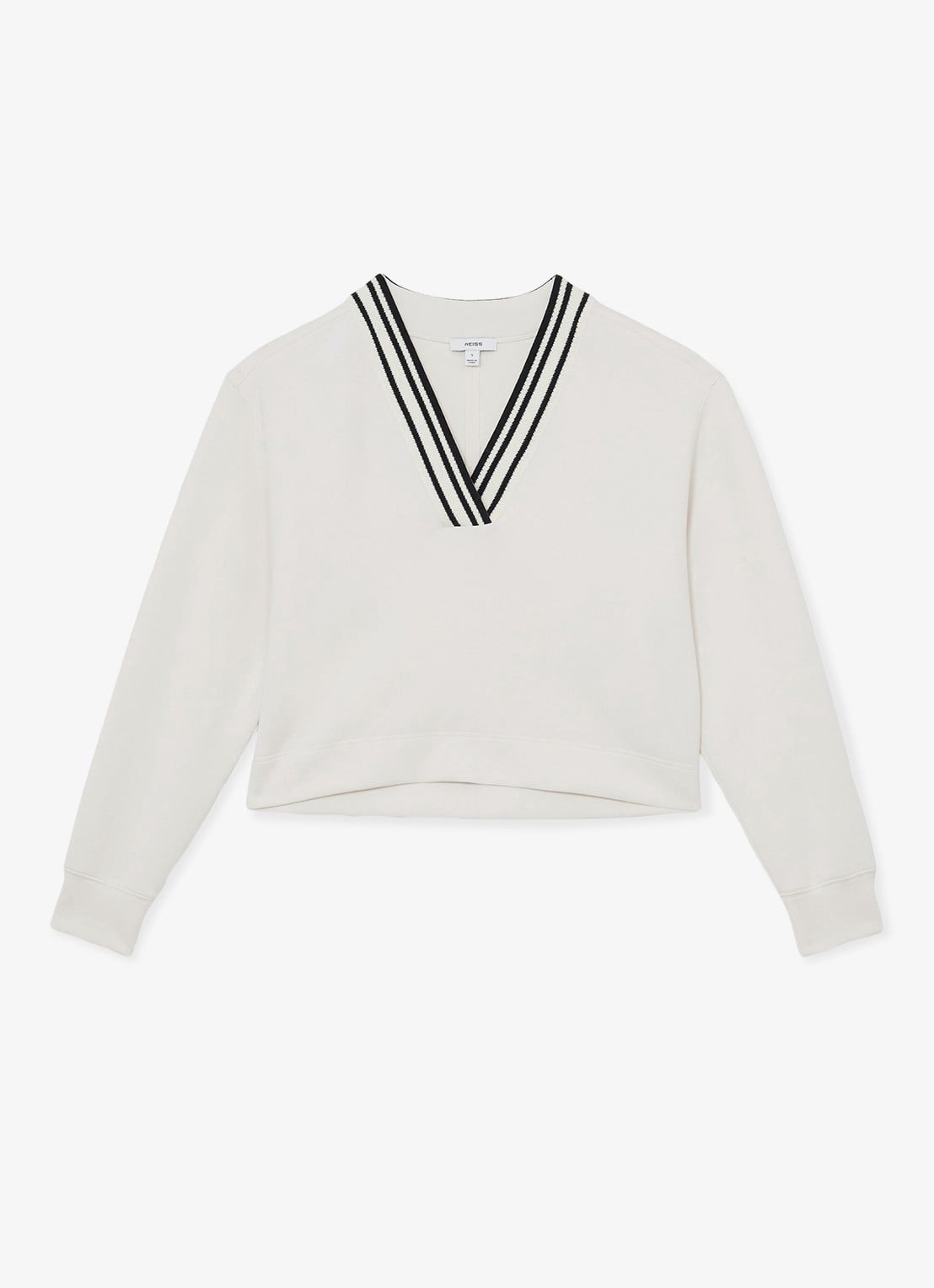 Reiss Verity sweater met gestreept detail - voorkant 5 wit