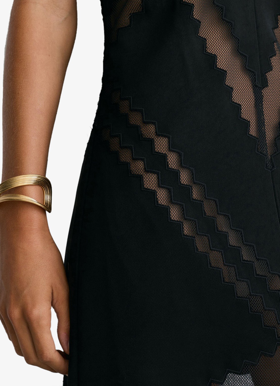 Reiss Veronica semi-transparante maxi jurk met details van kant - detail 4 black / zwart