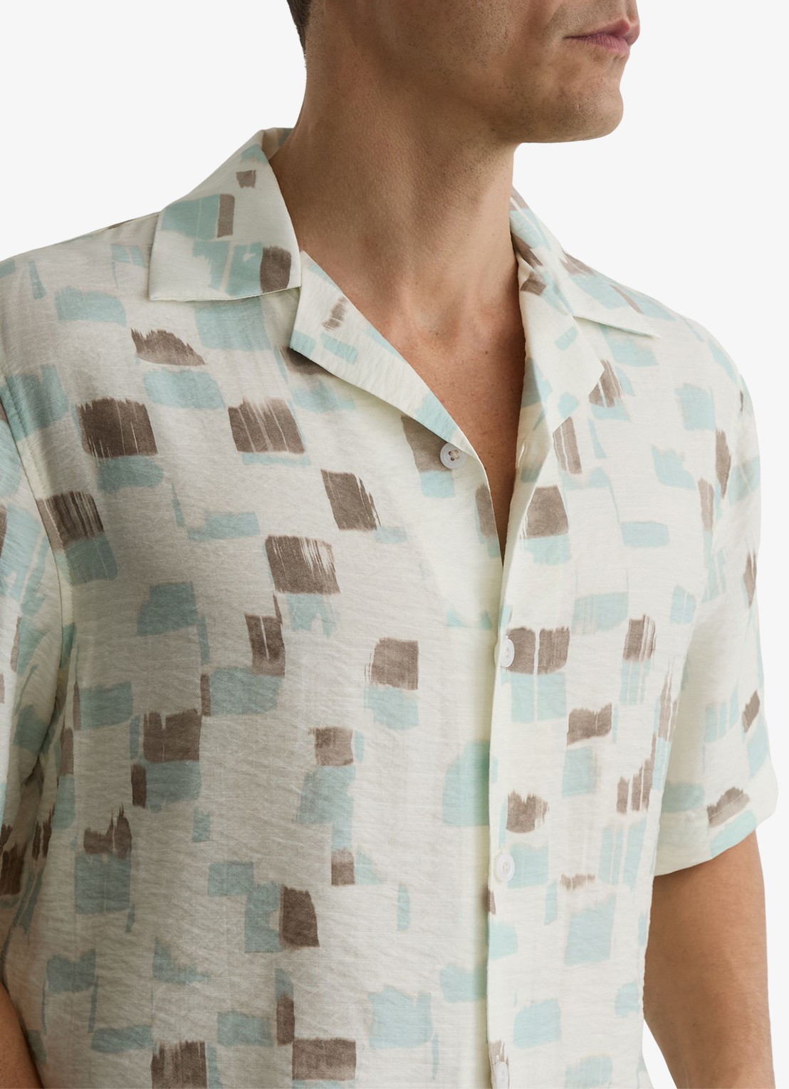 Reiss Vespucci overhemd met print - detail 4 gebroken wit