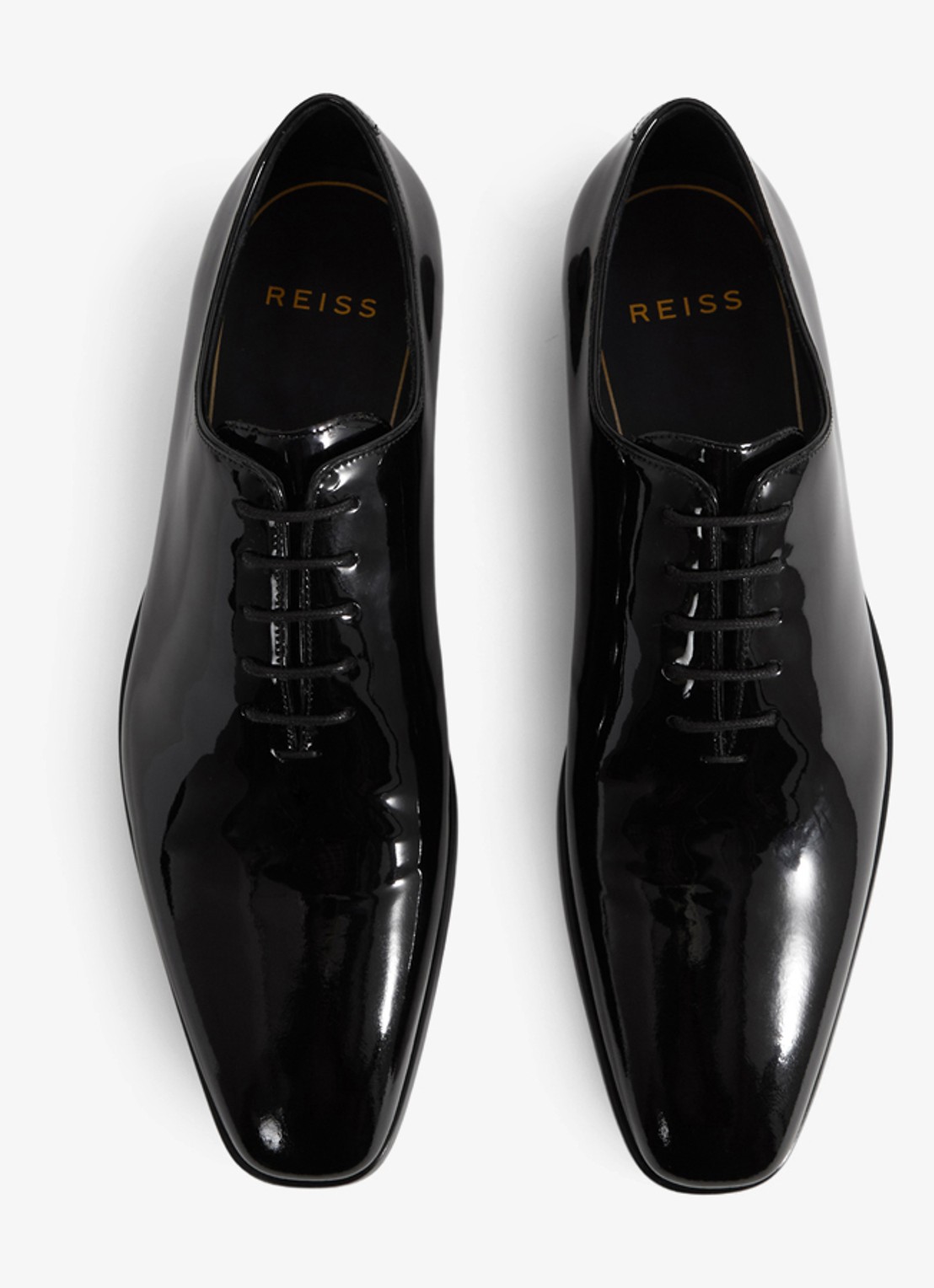 Reiss Veterschoen met lakfinish - detail zwart