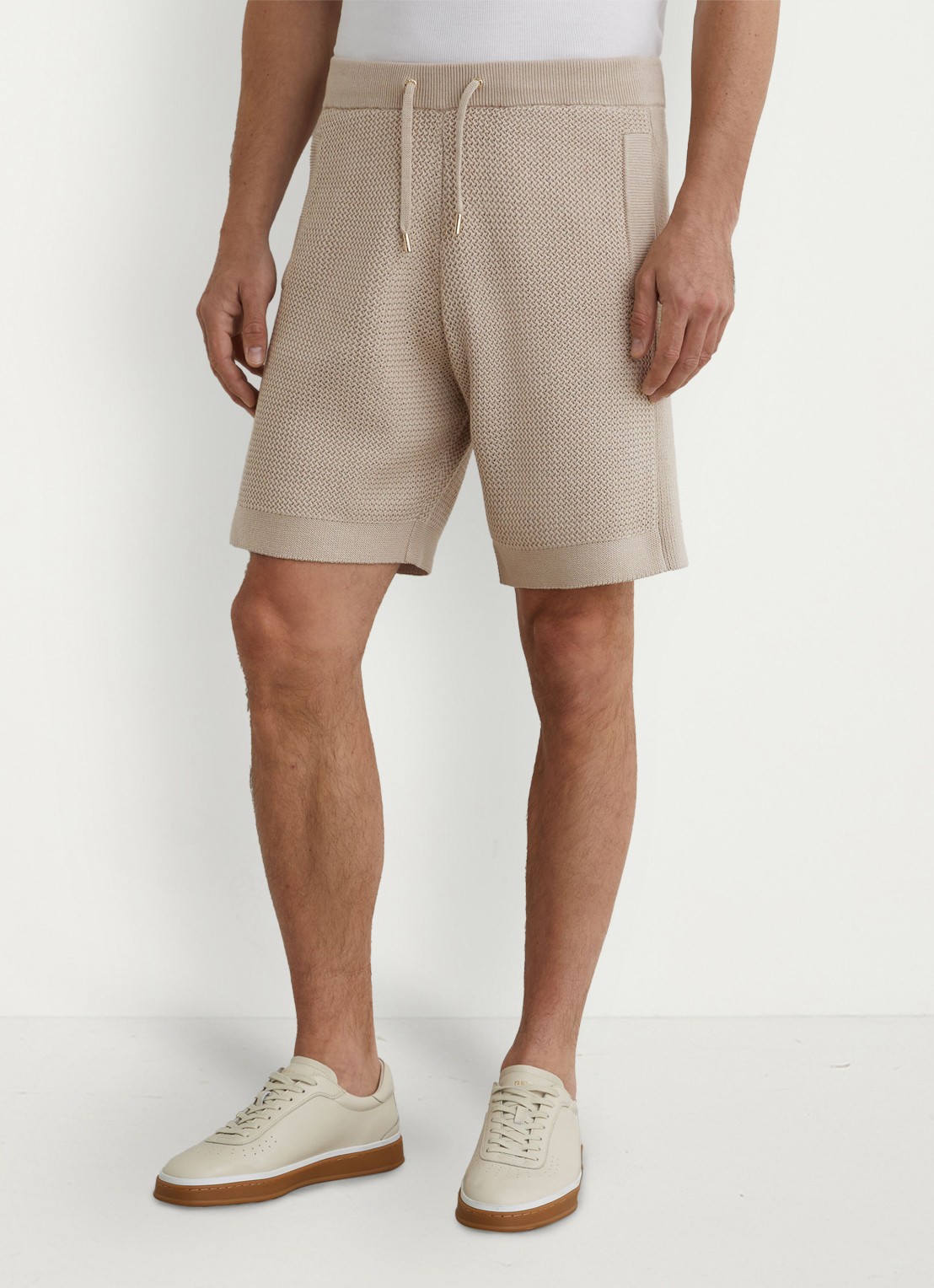 Reiss Vigo straight fit korte broek met structuur - detail 5 stone / beige