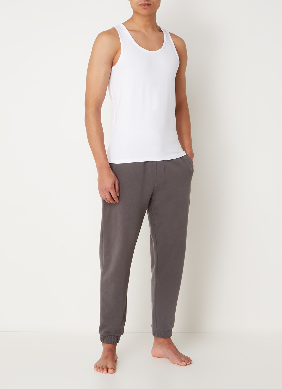 Reiss Vinnie lounge tanktop met ronde hals - voorkant 2 white / wit