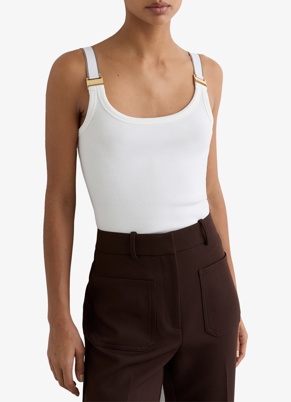 Reiss Vinnie tanktop met ronde hals - detail 4 wit