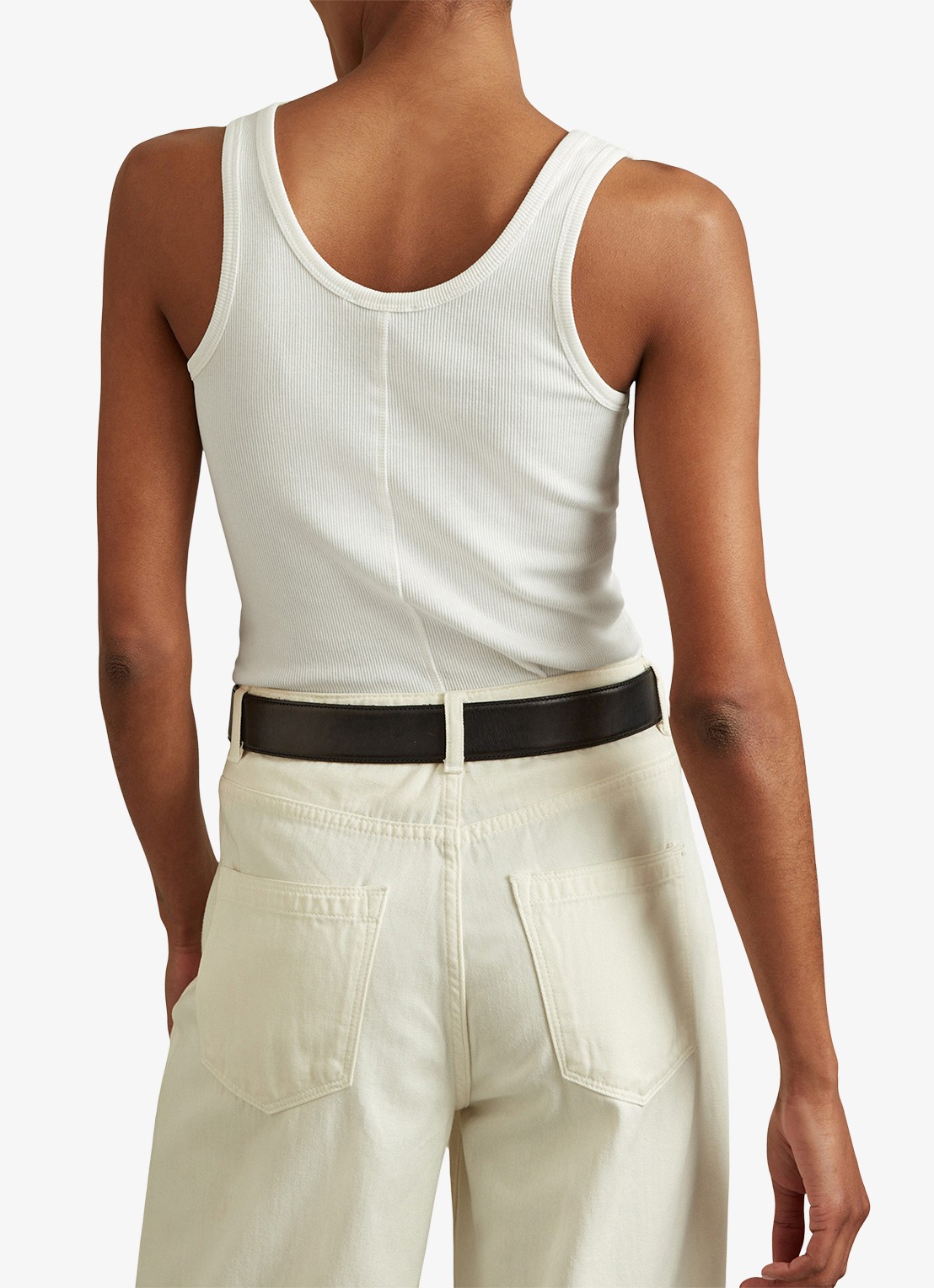 Reiss VIOLET Stretch-Cotton Ribbed Vest - achterkant wit