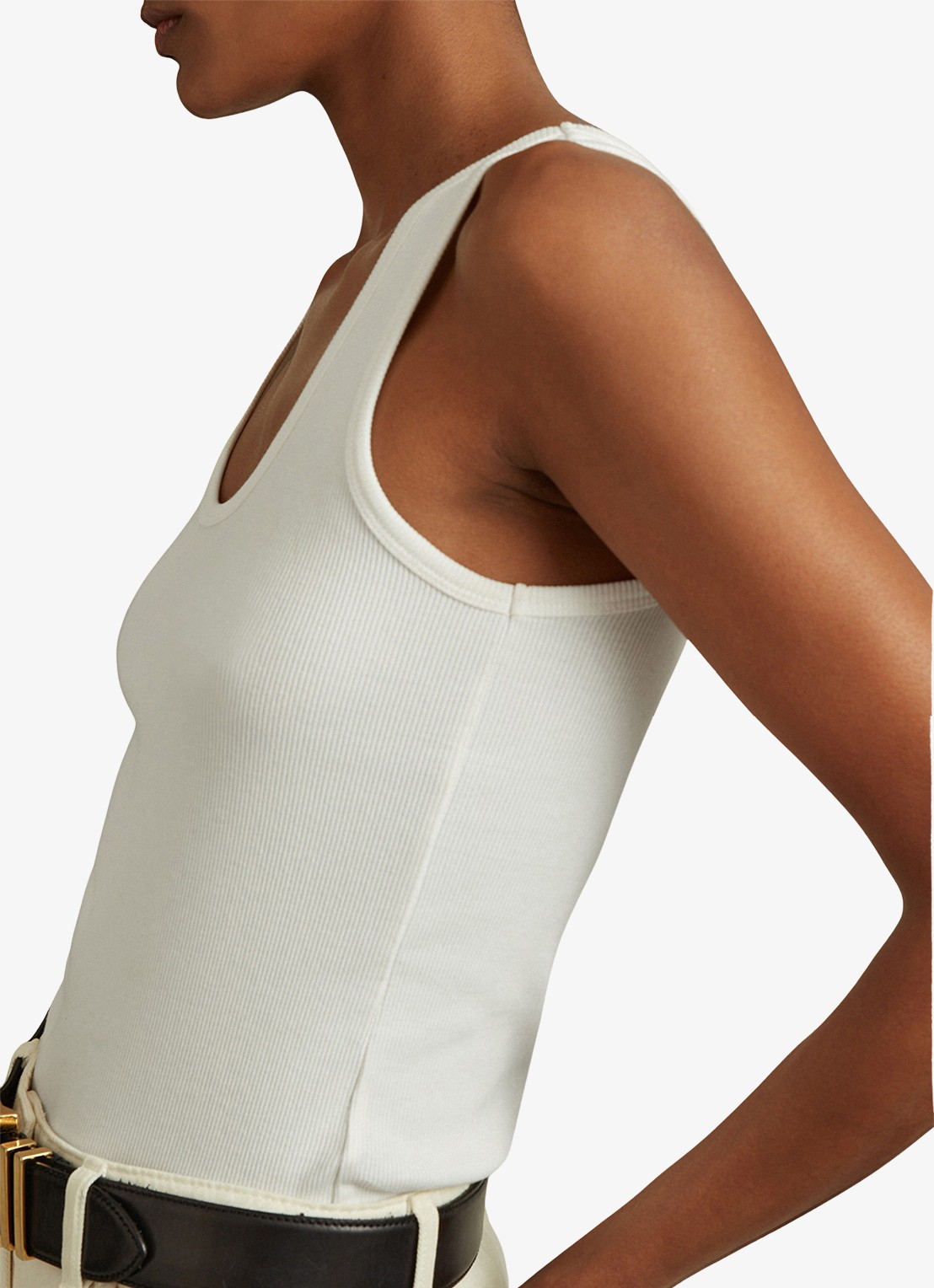 Reiss VIOLET Stretch-Cotton Ribbed Vest - detail 4 wit