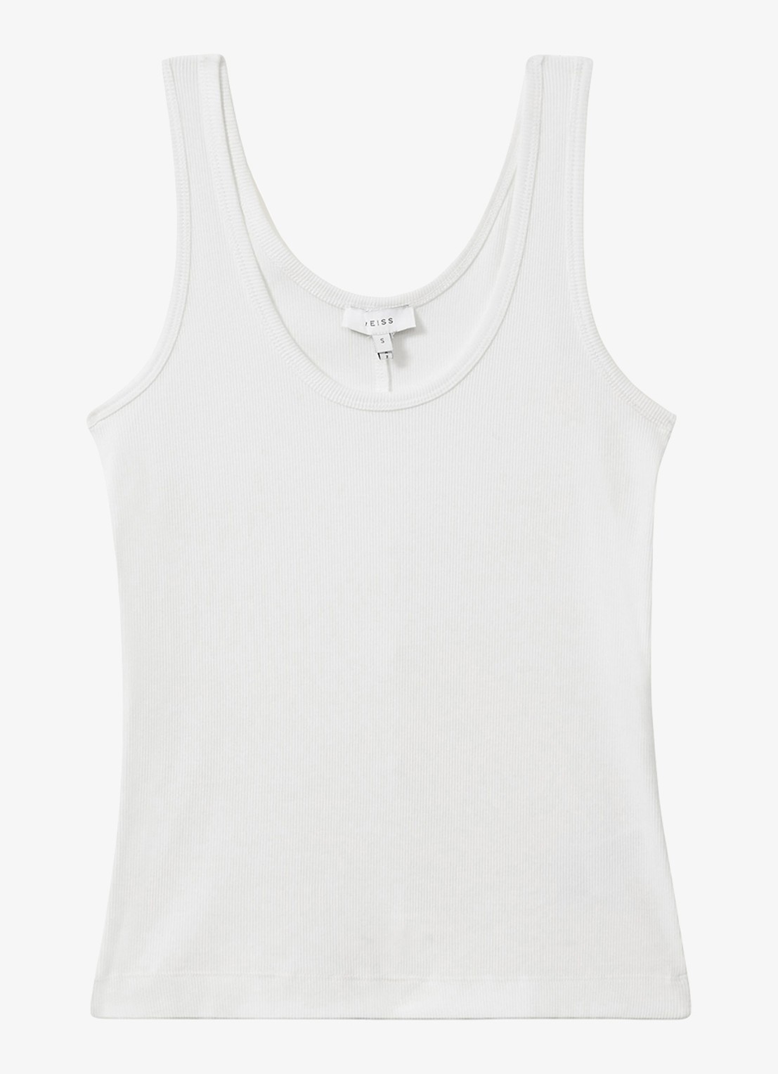 Reiss VIOLET Stretch-Cotton Ribbed Vest - voorkant 2 wit