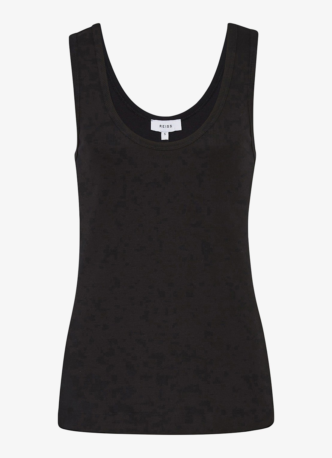 Reiss VIOLET Stretch-Cotton Ribbed Vest - voorkant zwart