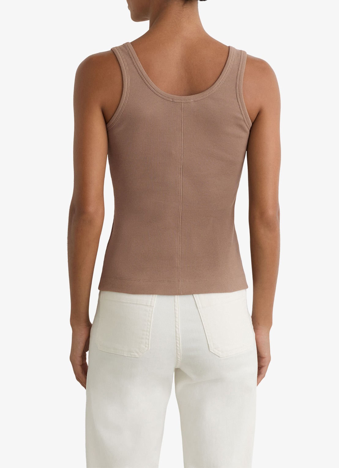 Reiss VIOLET Stretch-Cotton Ribbed Vest - achterkant 3 beige