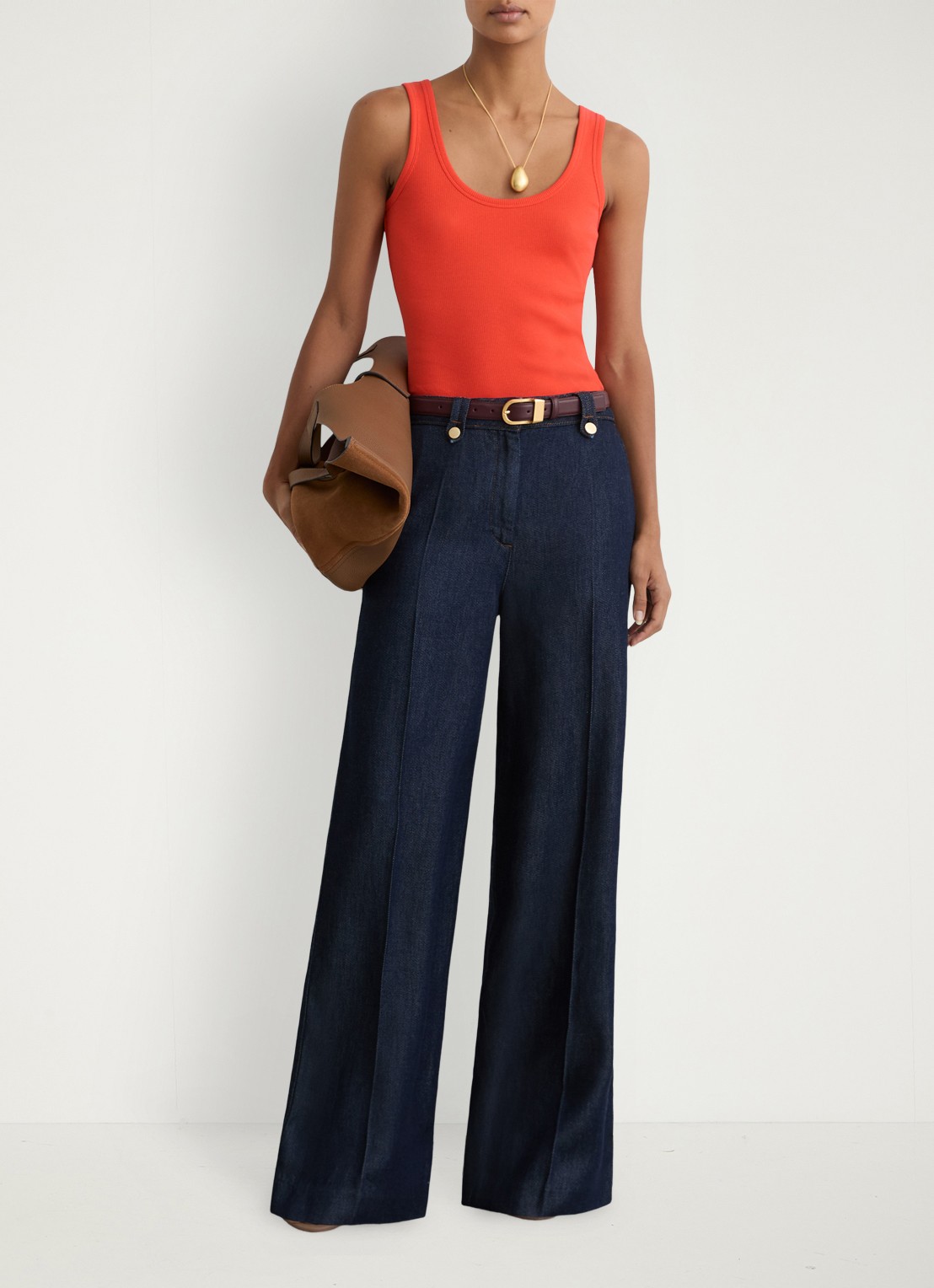 Reiss VIOLET Stretch-Cotton Ribbed Vest - detail 5 coral pink / roze