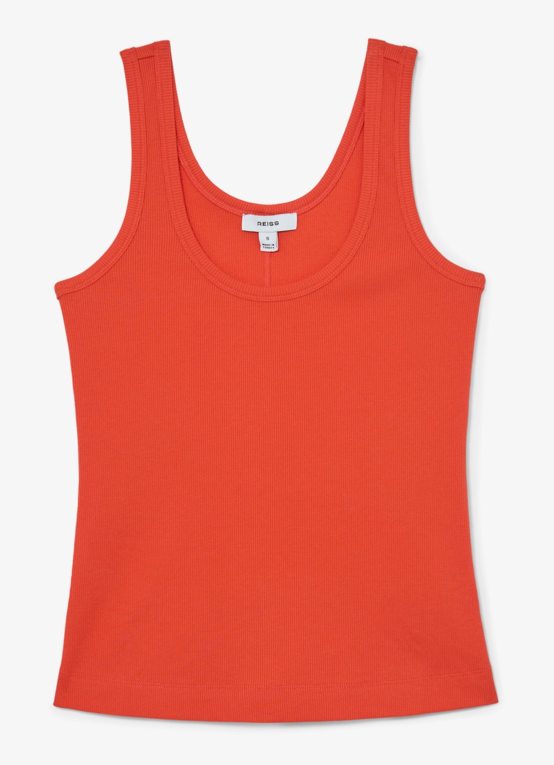 Reiss VIOLET Stretch-Cotton Ribbed Vest - voorkant coral pink / roze