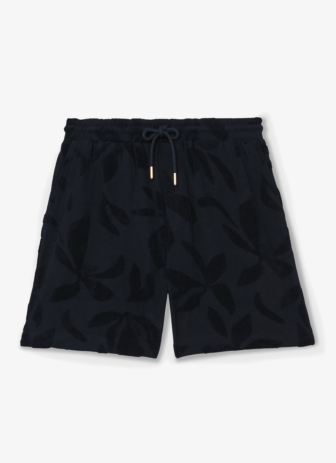 Reiss Voss straight fit korte broek van badstof - voorkant donkerblauw